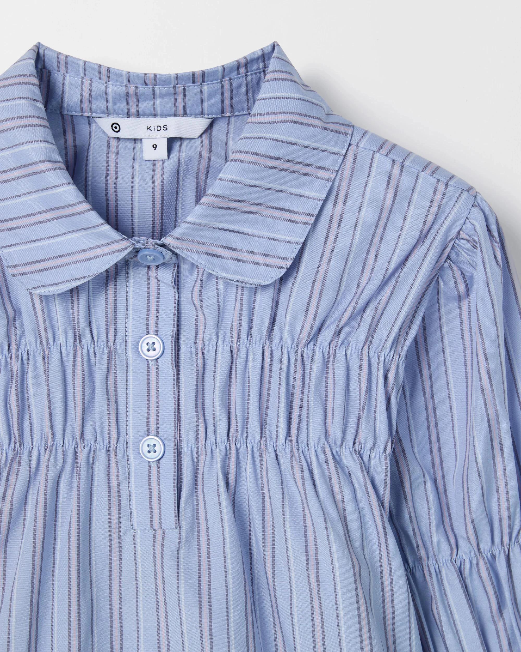 7 Target Kids Long Sleeve Ruched Pinstripe Shirt BLUE, 7 of 7