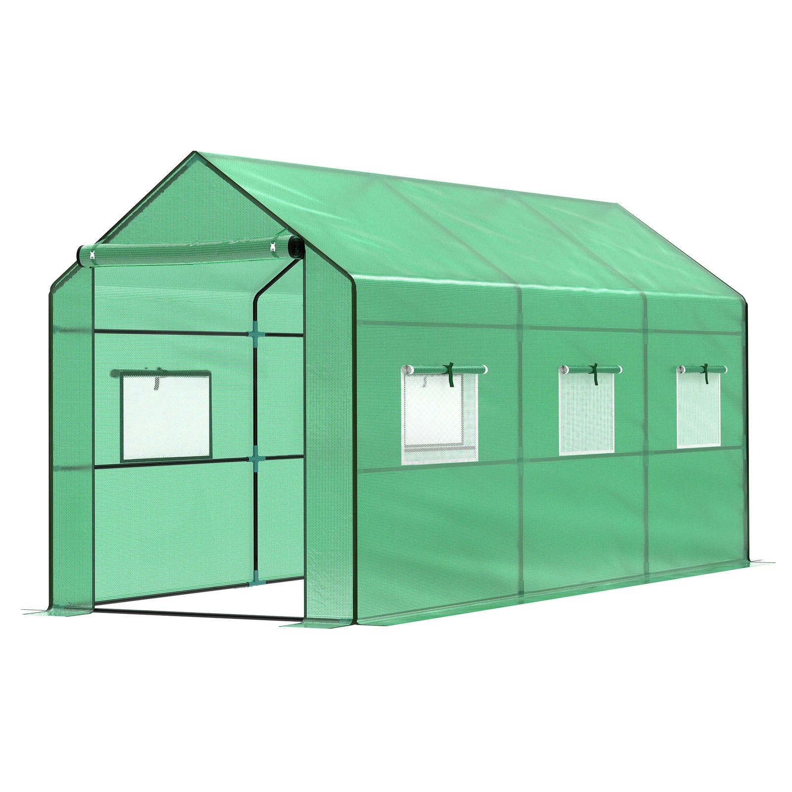 1 Alfordson Greenhouse Gabled Shed Green House 3.5x2x2M - Green, 1 of 6