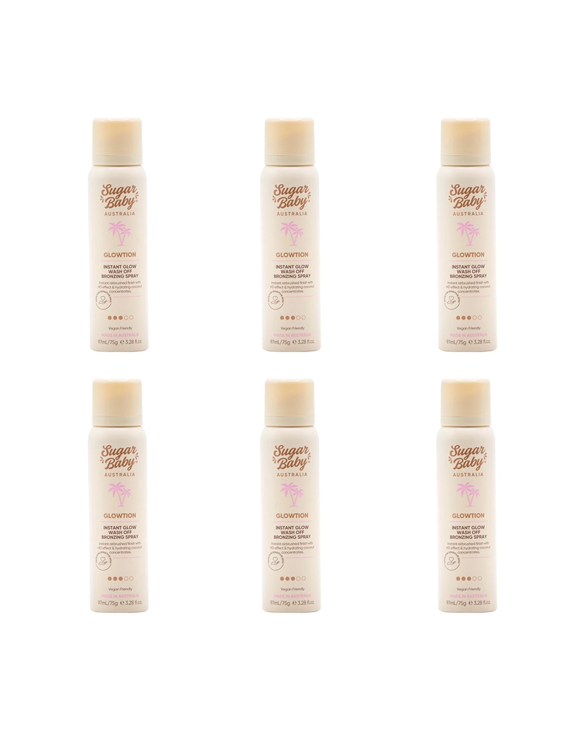 1 Sugar Baby 6PK Glowtion Instant Glow Wash Off Bronzing Spray 97ml - Beige, 1 of 5