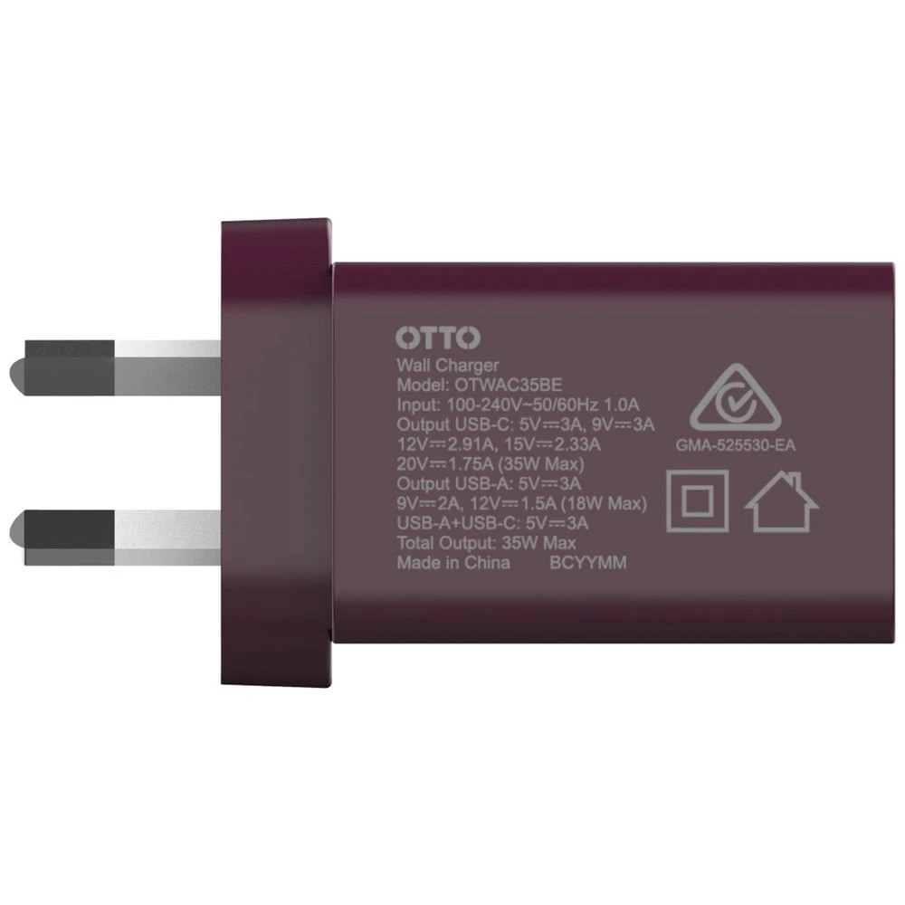 3 Otto USB-A and USB-C GAN Wall Charger Burgundy, 3 of 8