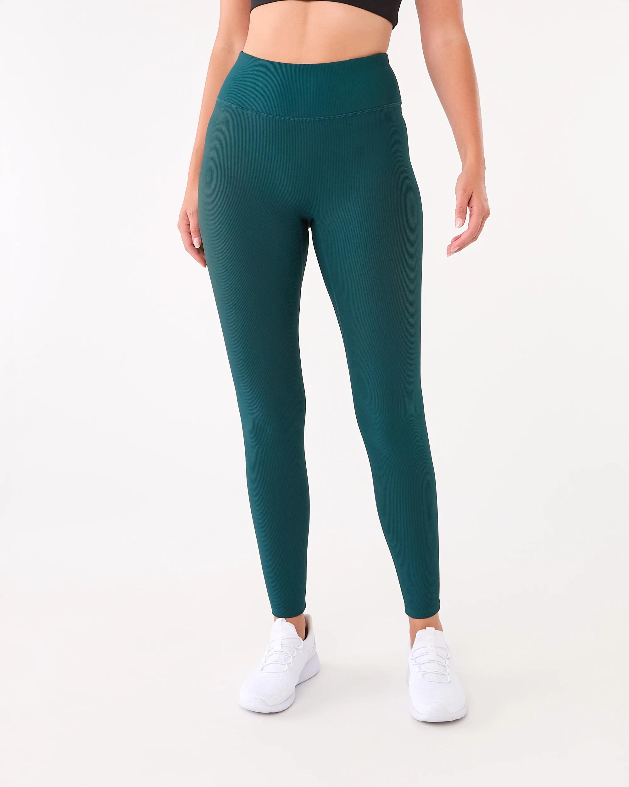 1 Active Womens Ribbed Leggings Deep Teal, 1 of 5