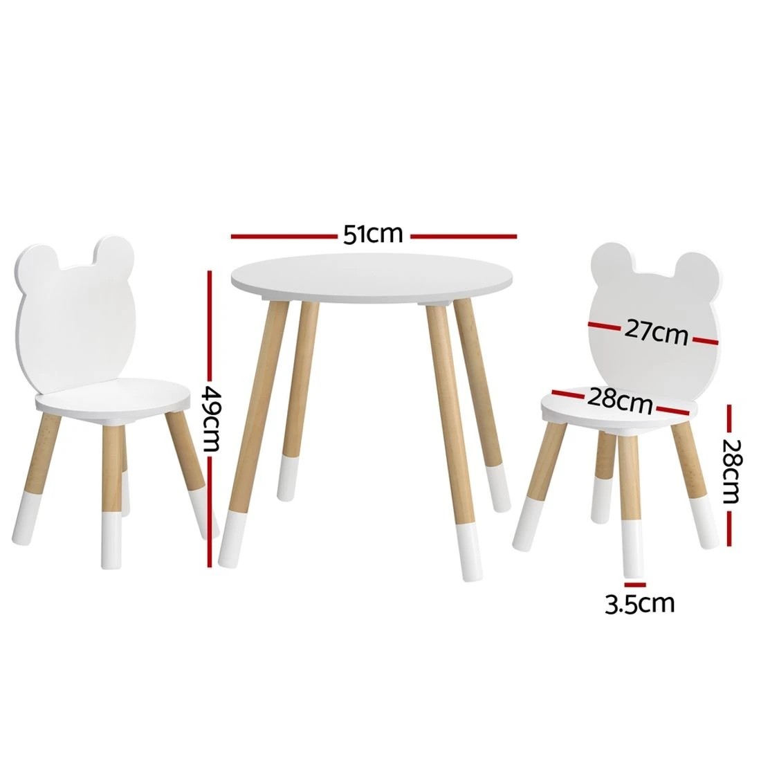 1 Keezi 3 Piece Kids Table and Chairs Set Activity Playing Study Children Desk - White, 1 of 7