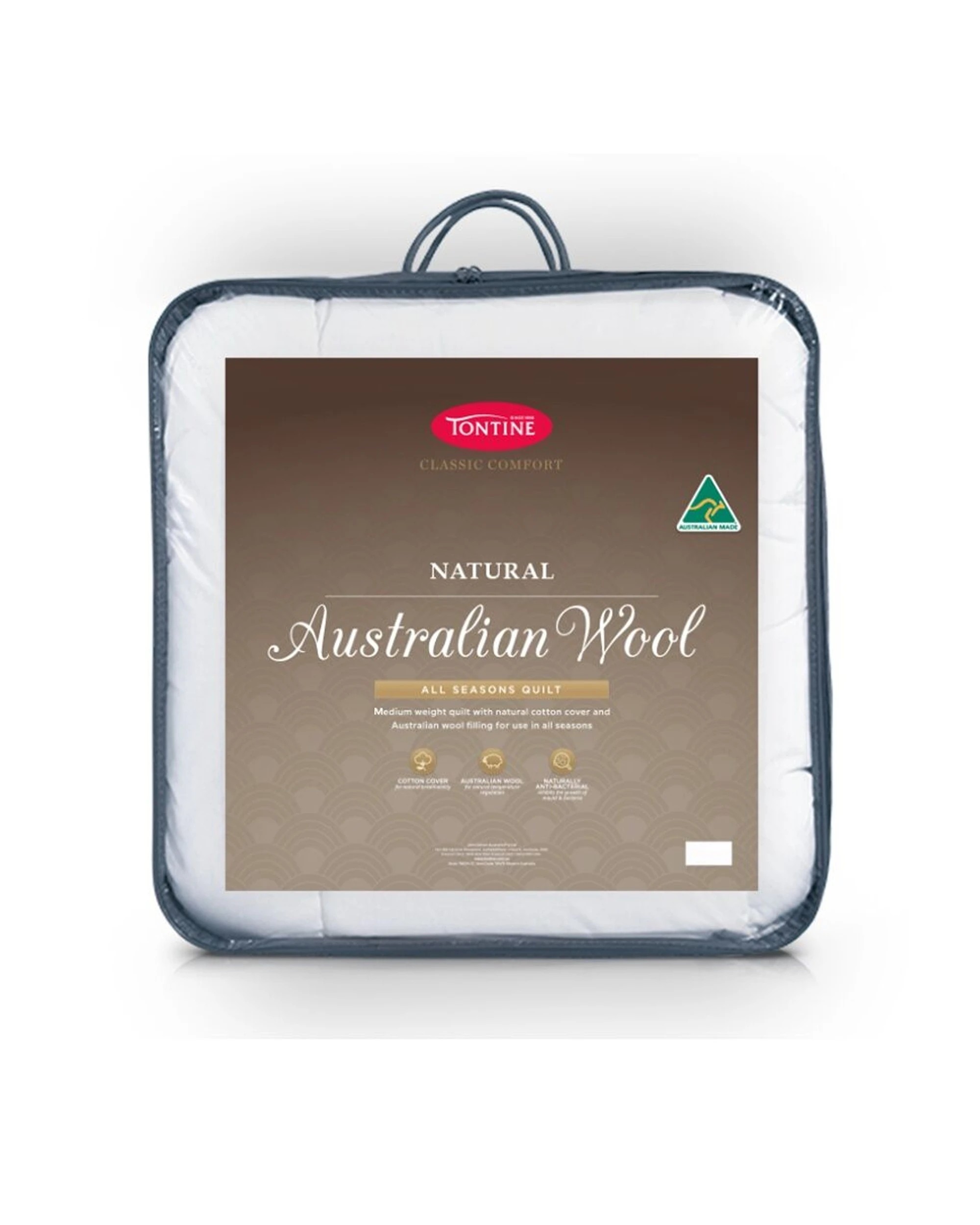 1 Tontine Classic Comfort Australian Wool Quilt Duvet All Seasons - Single Bed - White, 1 of 4