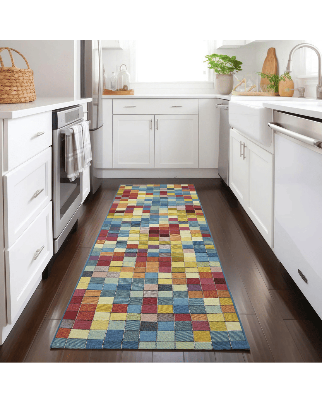 Common Ground Rugs Horizon Pixel 200x80cm - Small Outdoor Rug - Multi ...