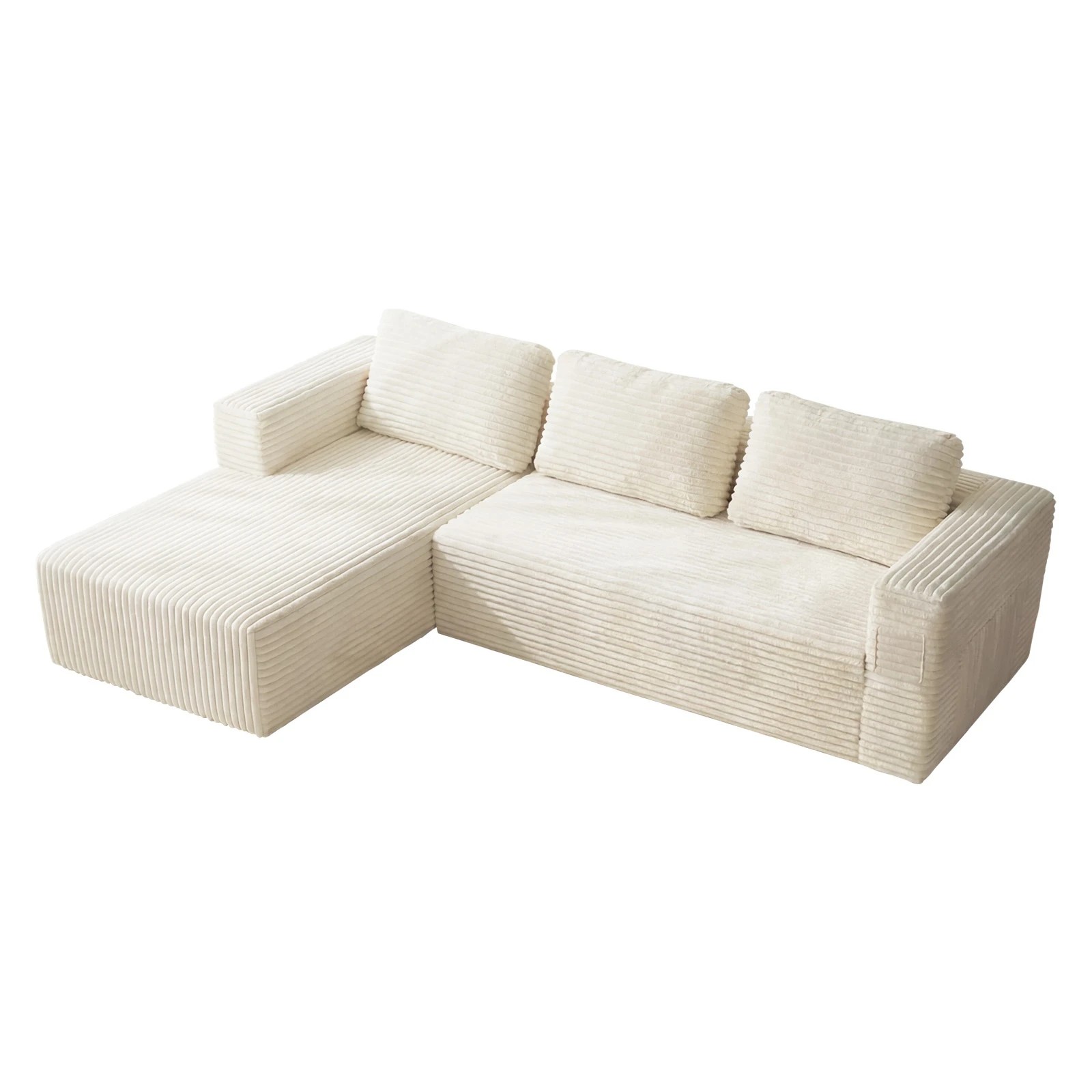 1 Oikiture Modular L Shape Compressed Sofa Couch Chaise Lounge - Beige, 1 of 9