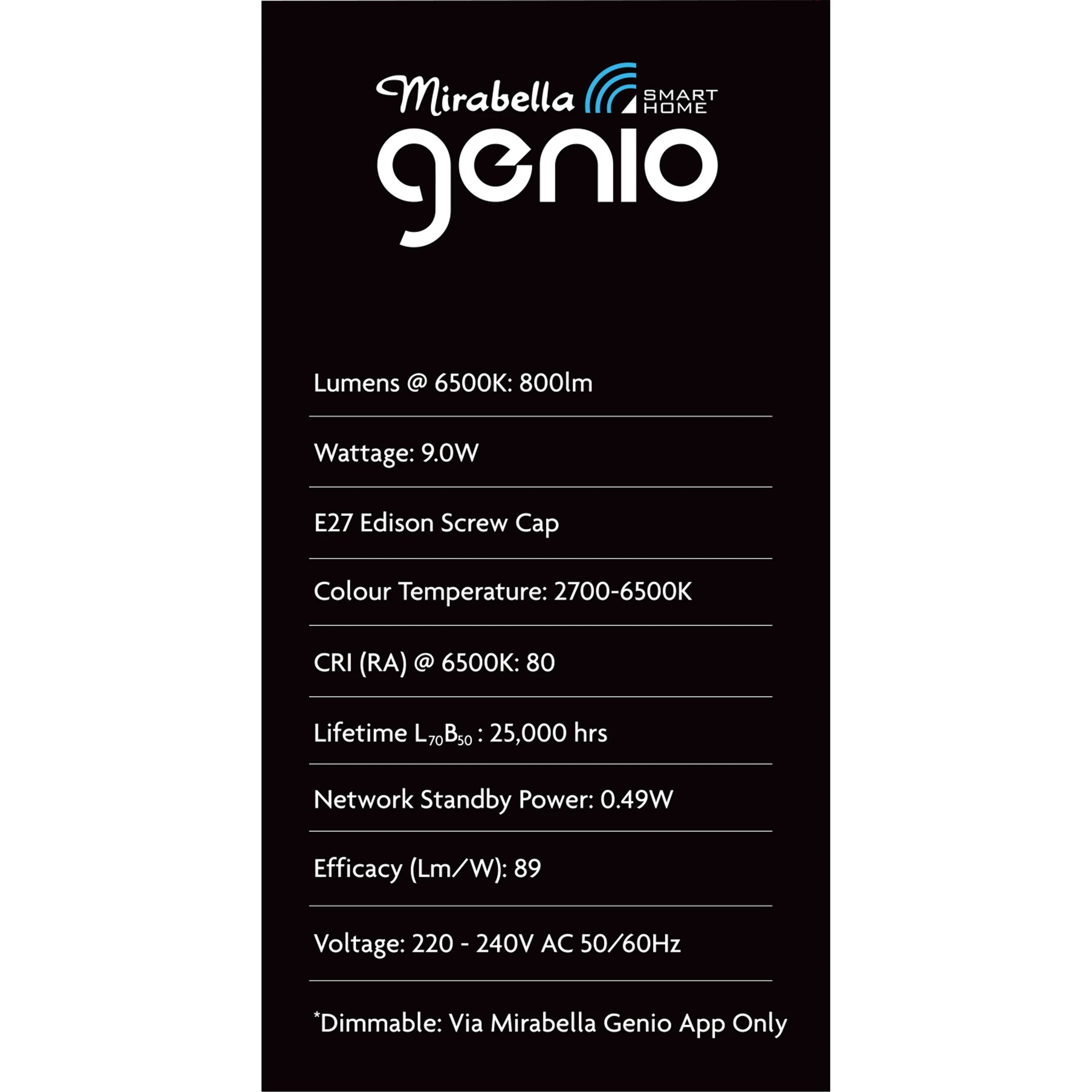 3 Mirabella Genio Wi-Fi 9W LED Dimmable Globe Bulb, 3 of 6