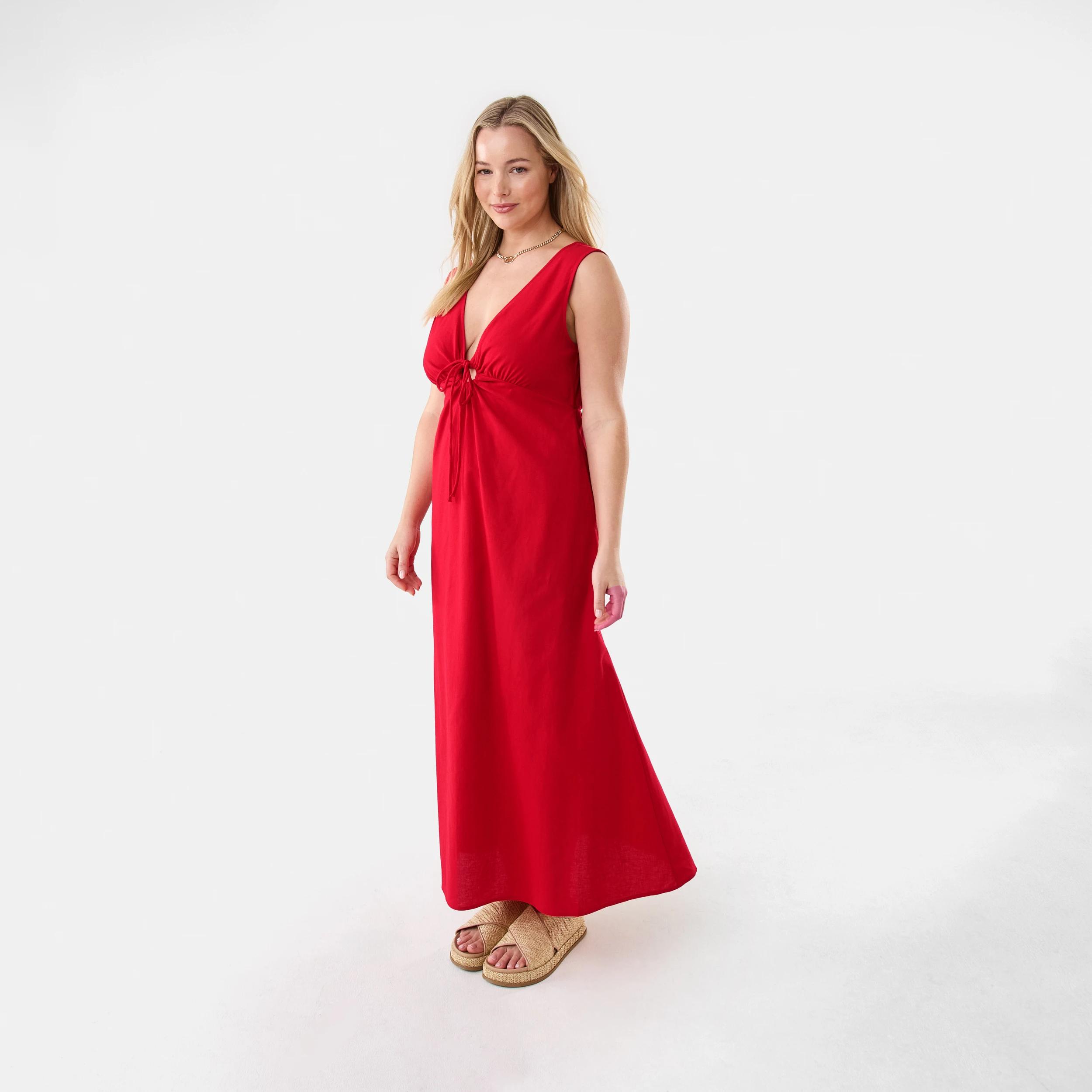 2 Sleeveless Keyhole Maxi Dress Strawberry, 2 of 9