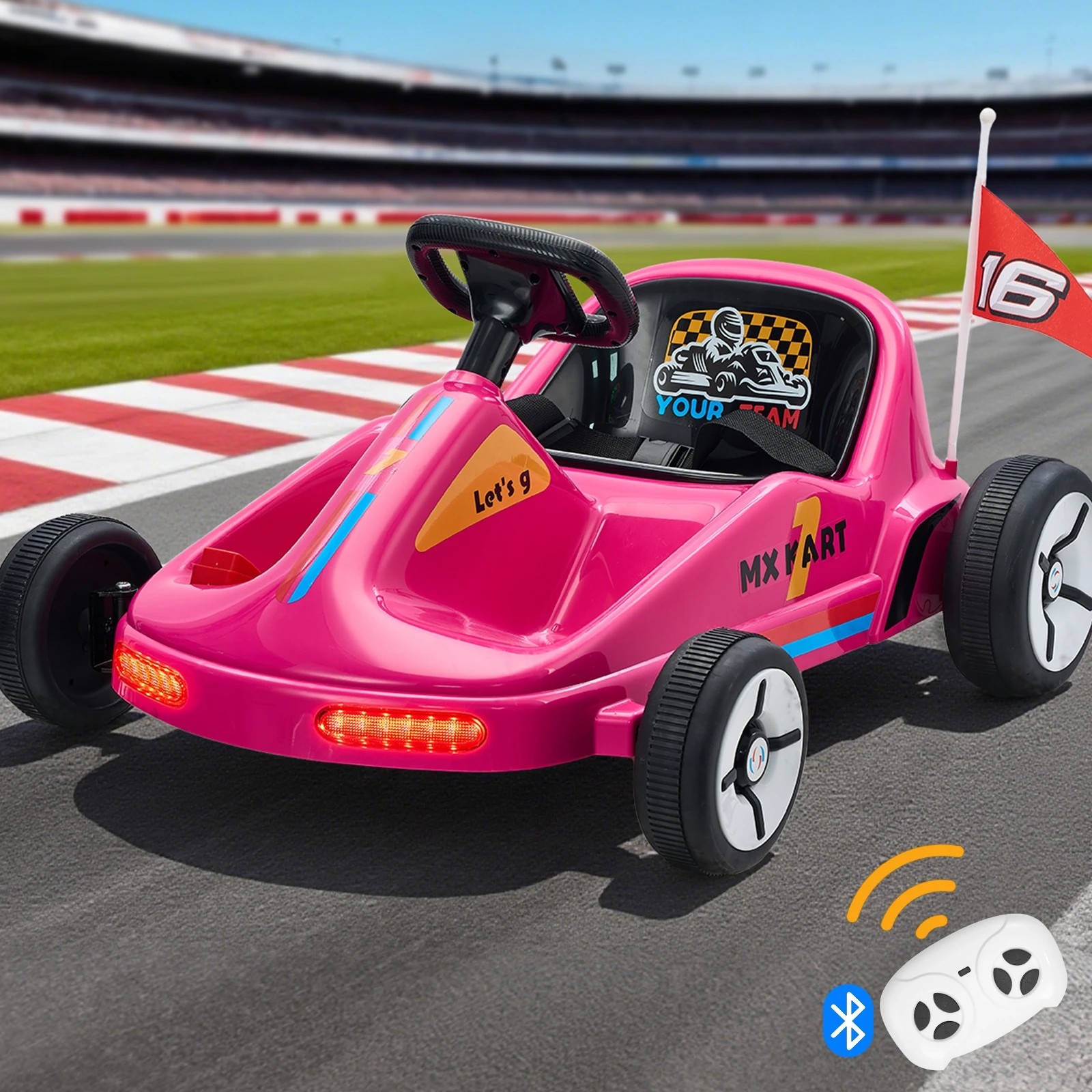 2 Mazam Kids Ride On Car Electric Kart Bluetooth Light Music Remote Control
 - Pink, 2 of 10