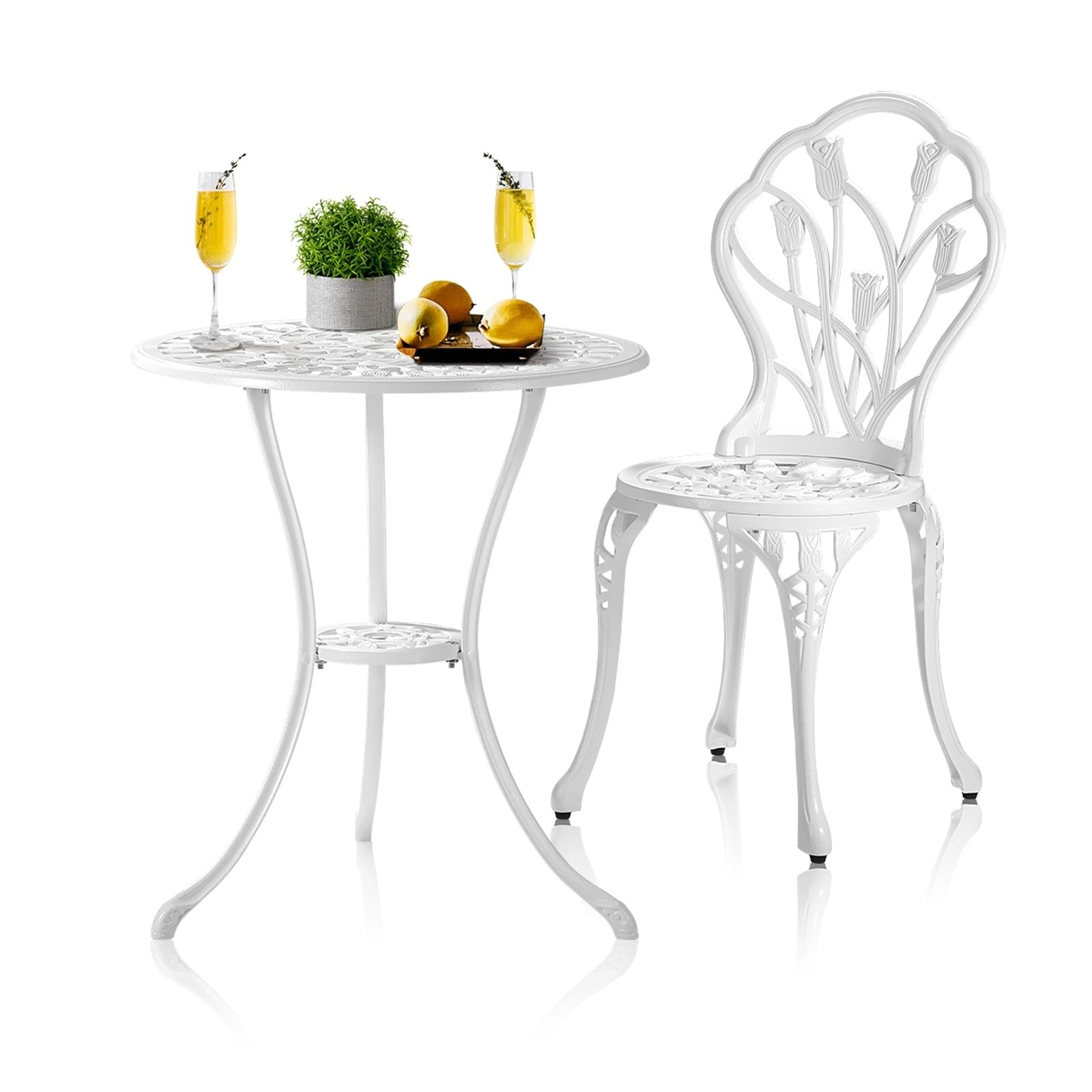 5 Livsip 3 Piece Outdoor Furniture Setting Chairs Table Bistro Patio Dining Set
 - White, 5 of 10