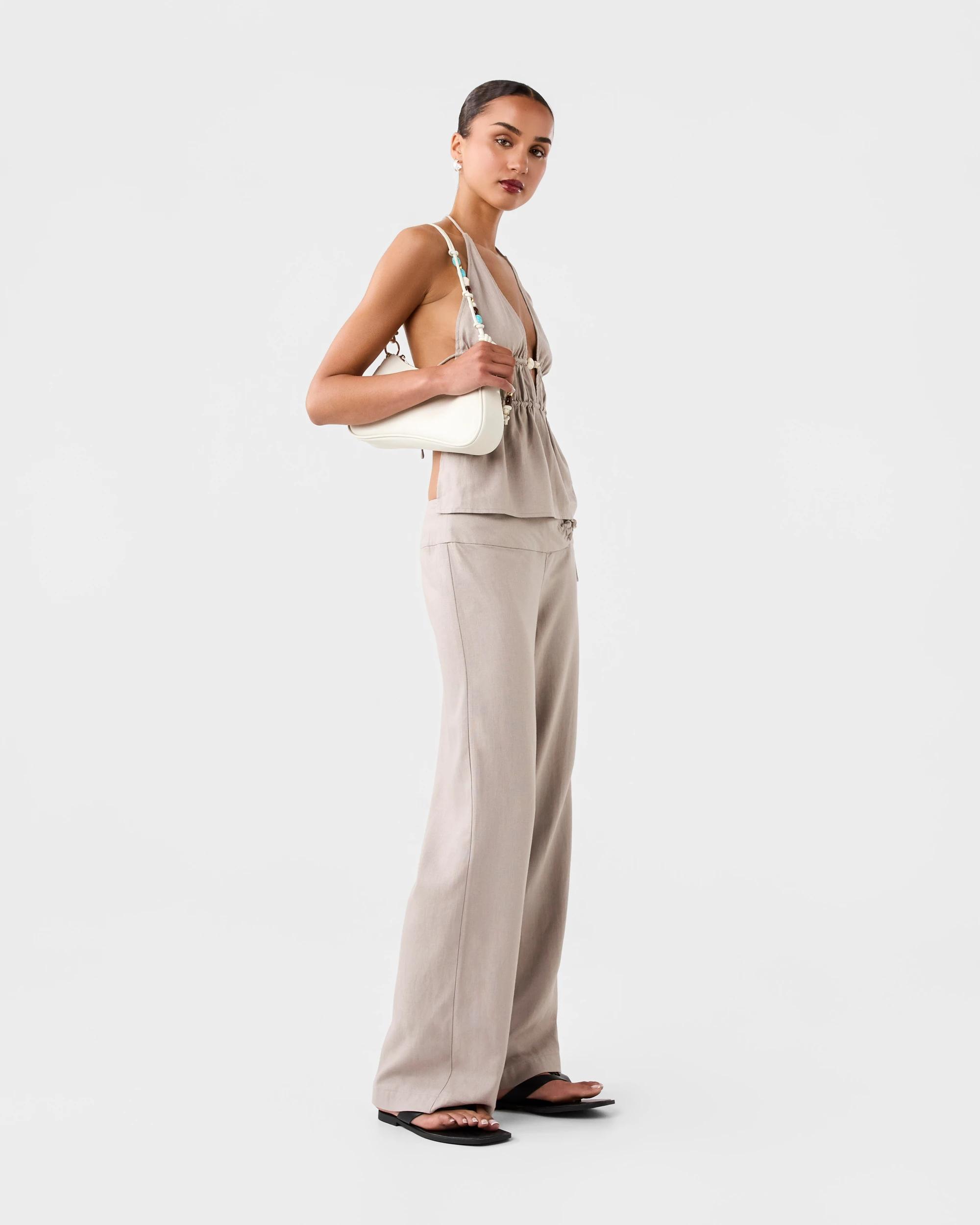 5 Beaded Handle Shoulder Bag Cream, 5 of 5