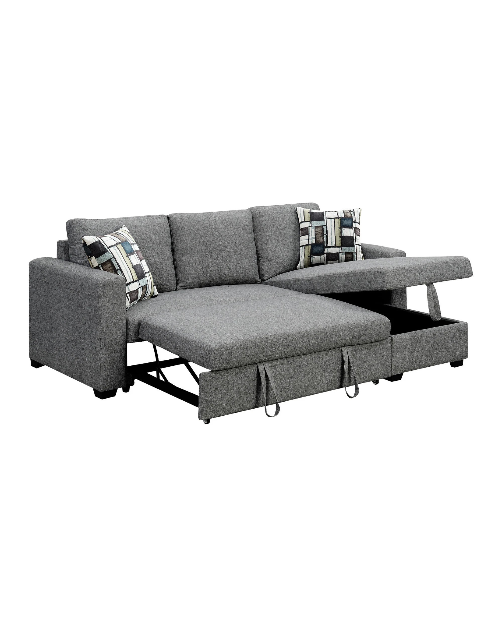 5 Fontana Pullout Sofa Bed With Storage Chaise Lounge Sarantino - Grey, 5 of 10