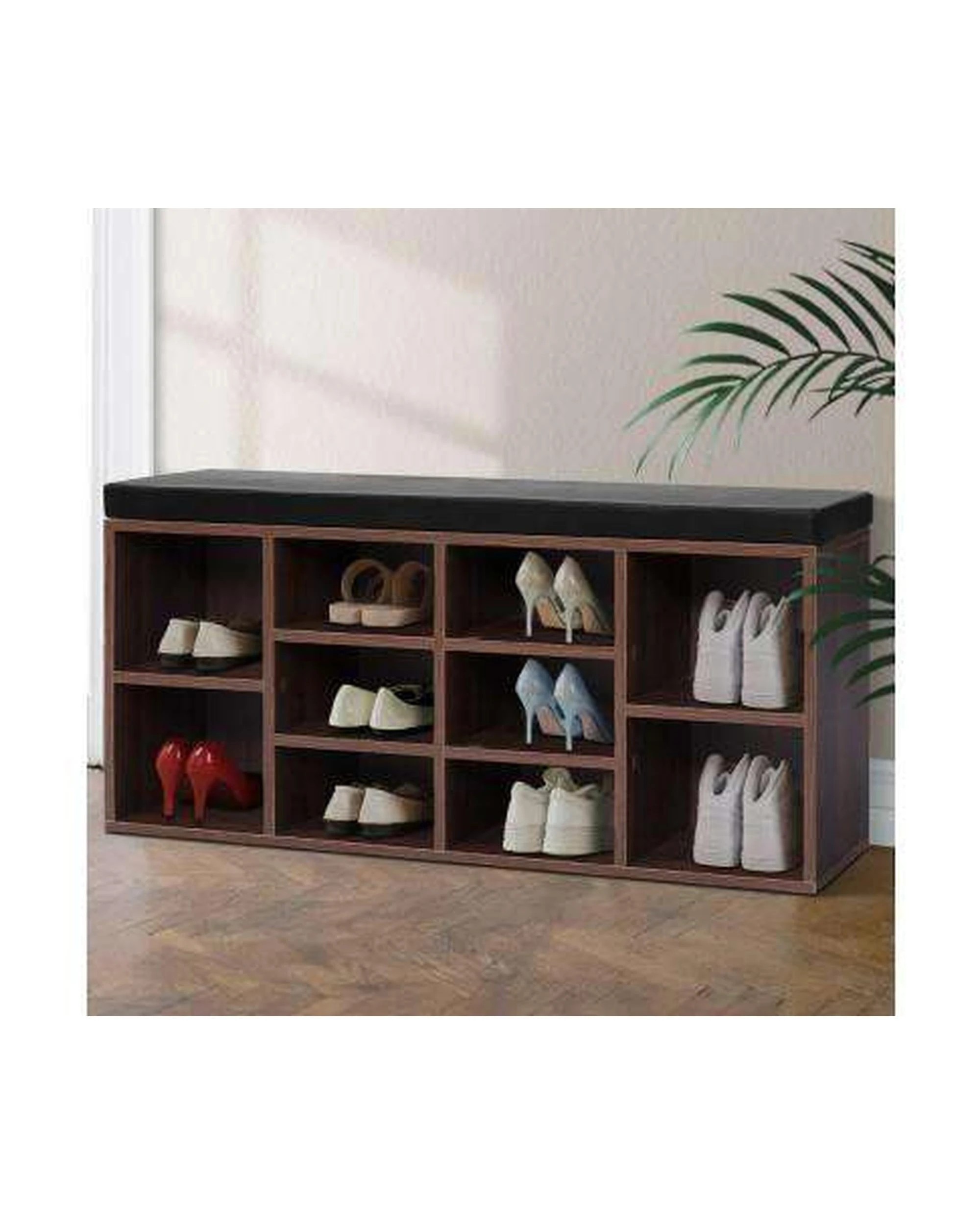 7 Artiss Shoe Rack Cabinet Bench 10 Cubes - Brown, 7 of 7