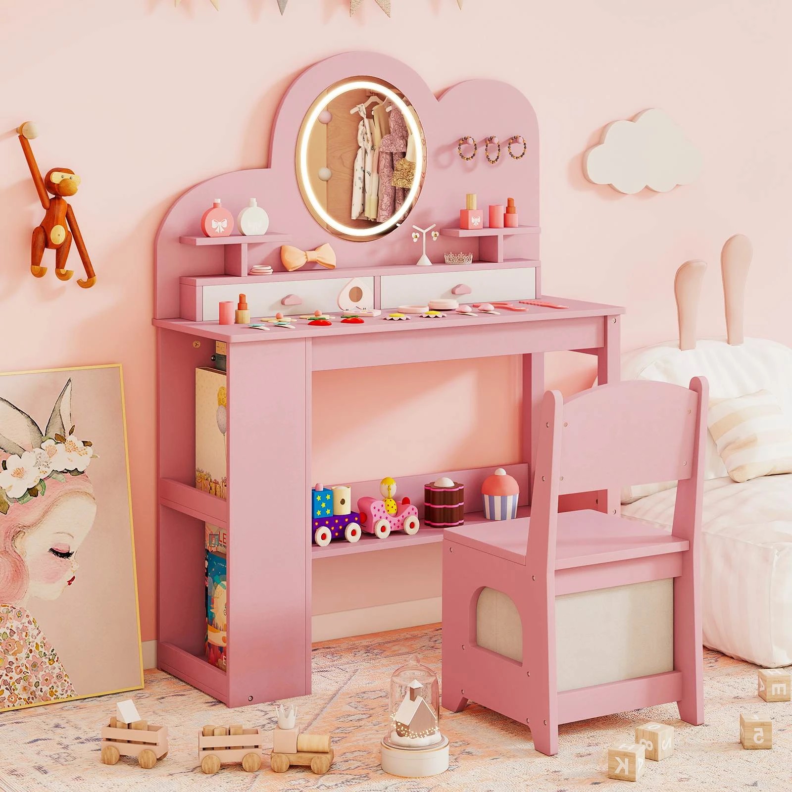 strapless open back dress Kids Vanity Dressing Table & Stool Set main image 0