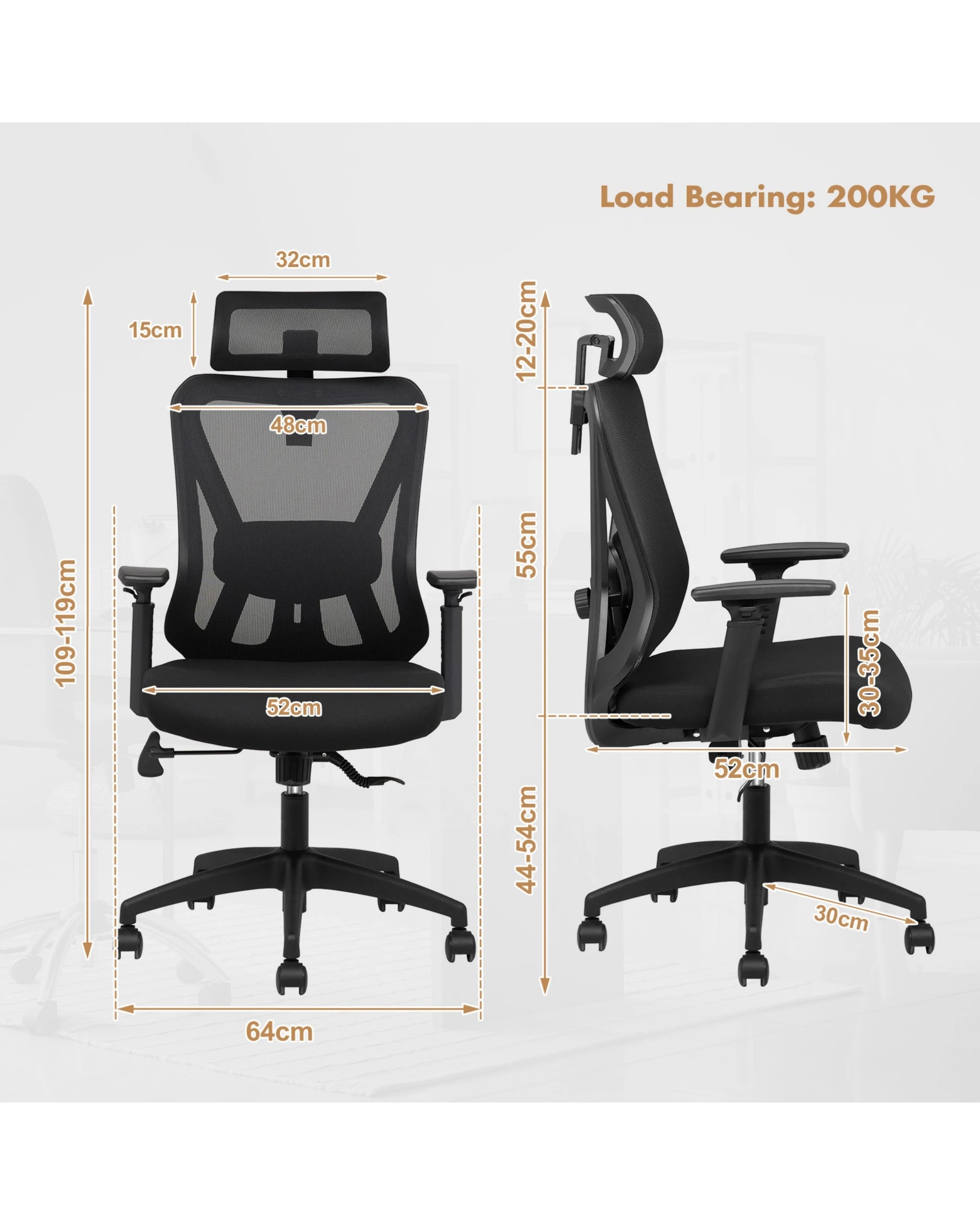 1 Advwin Ergonomic Office Chair Mesh High Back Desk Chair Black, 1 of 9