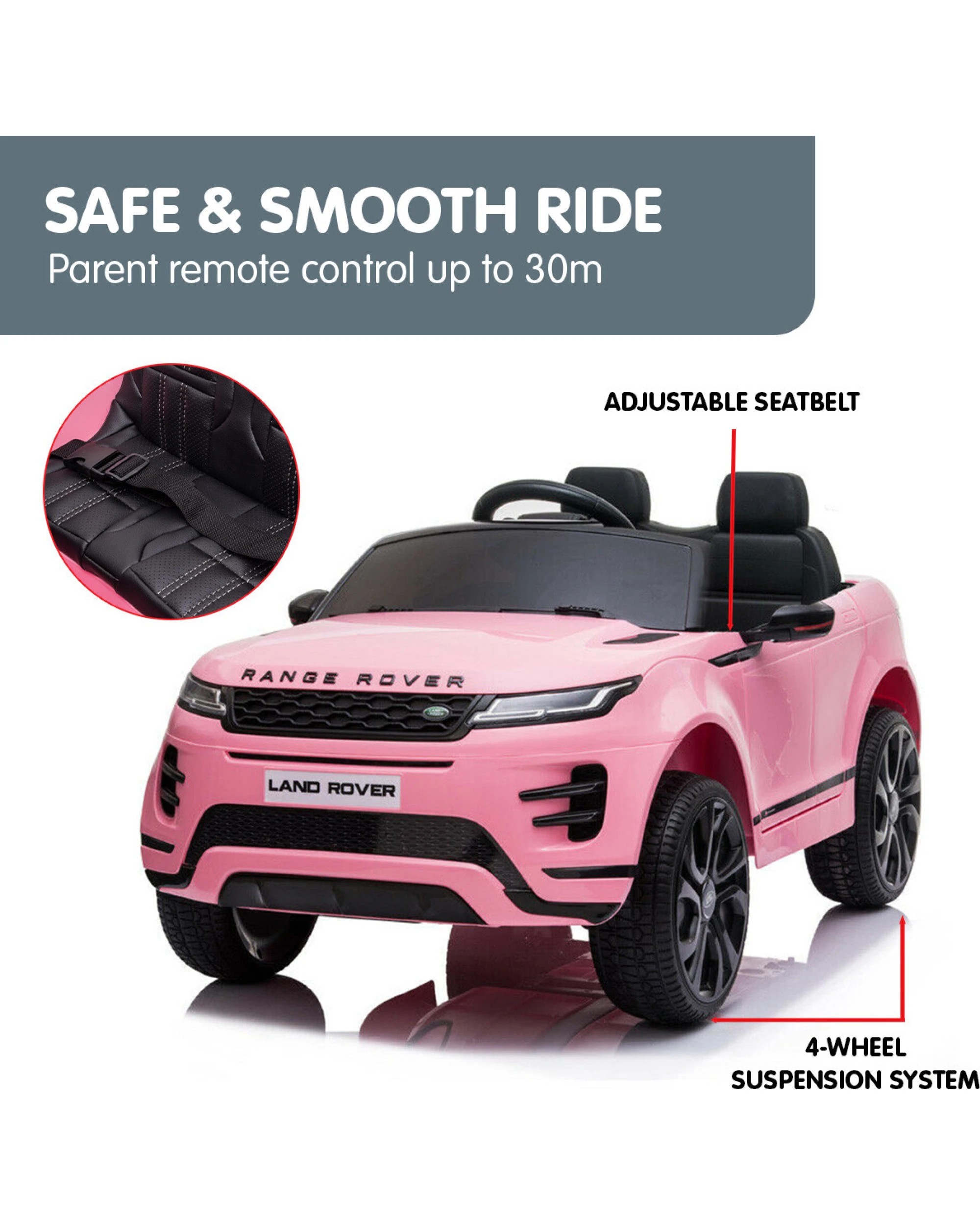 8 Kahuna Land Rover Licensed Kids Electric Ride On Car Remote Control - Pink, 8 of 10