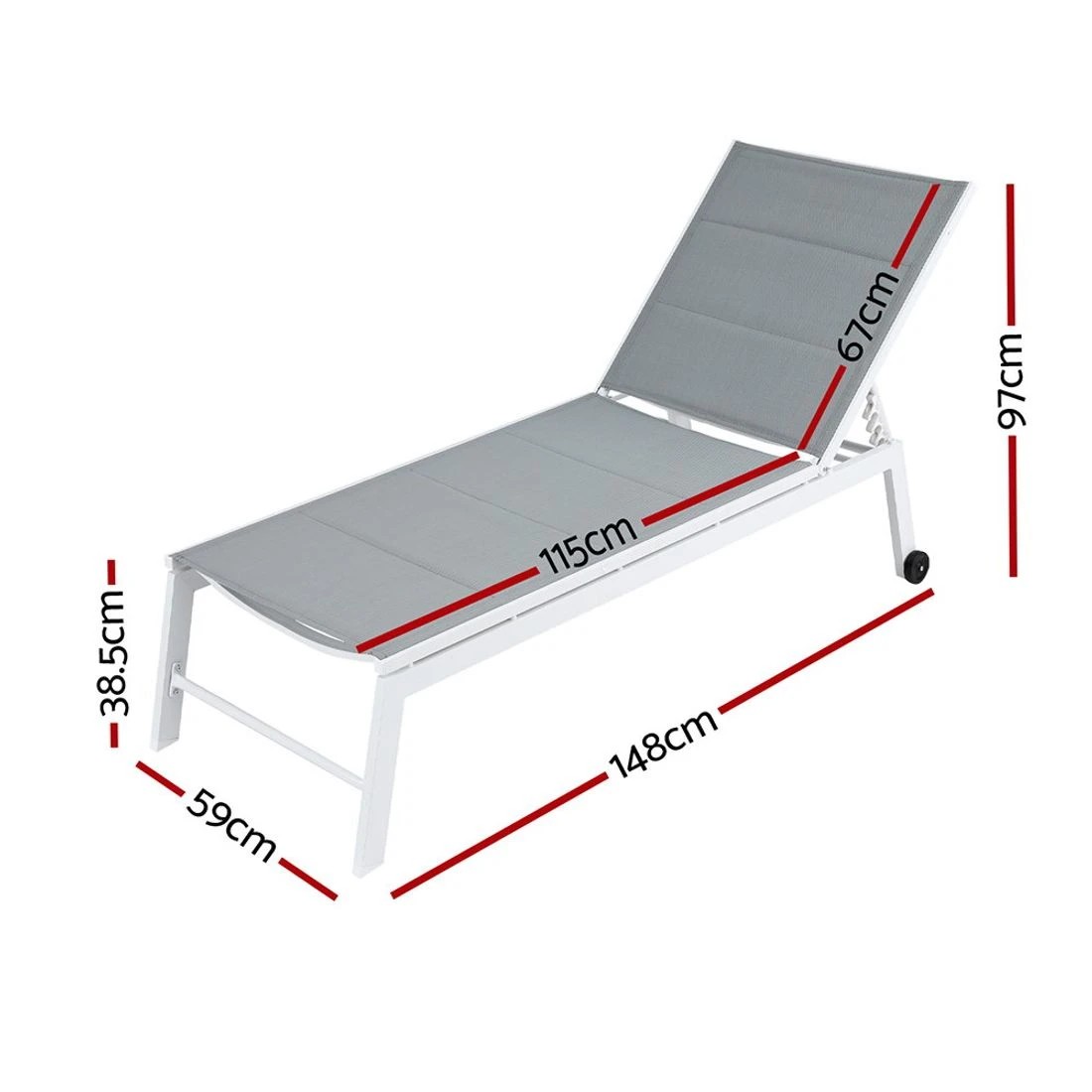 2 Gardeon Sun Lounger
 - white, 2 of 3