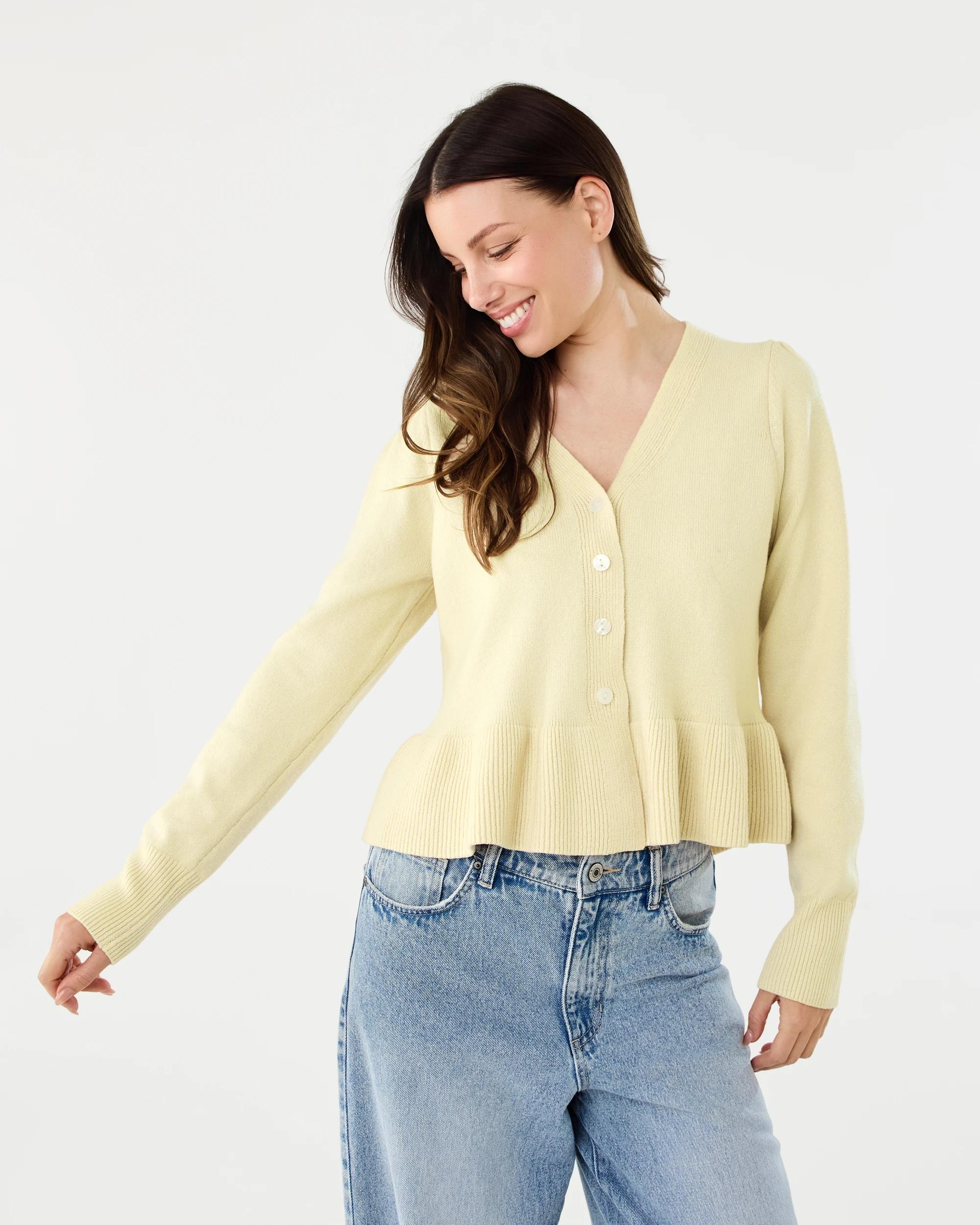 1 Peplum Cardigan Vanilla, 1 of 6