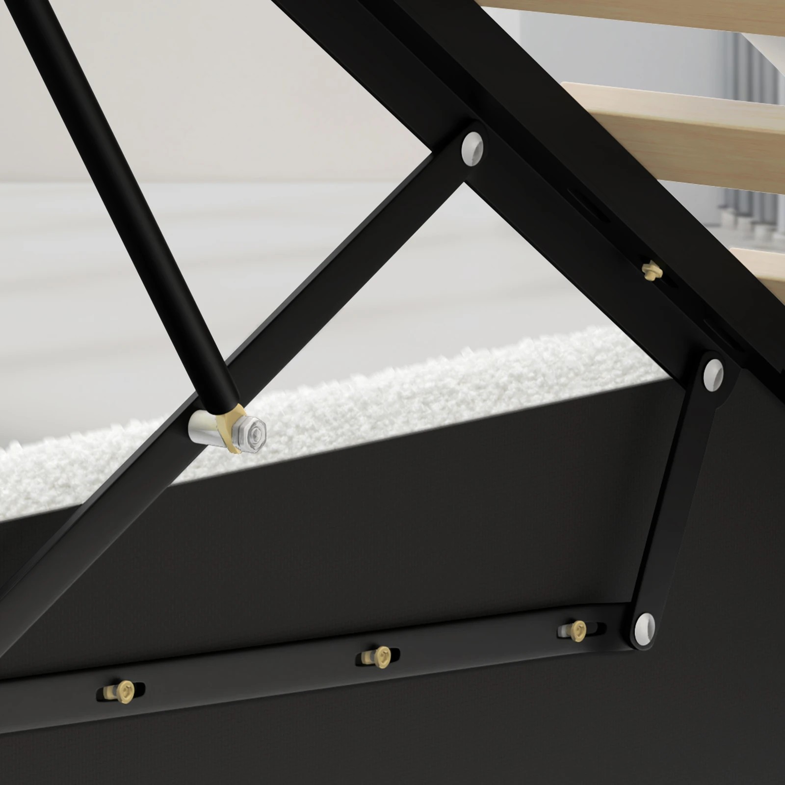 7 Alfordson Bed Frame Double Size RGB LED Gas Lift Storage Base Boucle Luchino - White, 7 of 10