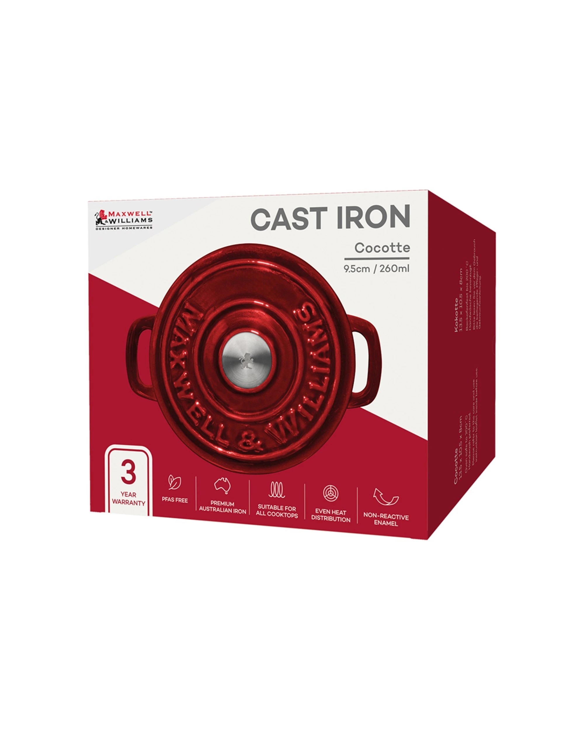 4 Maxwell & Williams Cast Iron Cocotte 9.5cm 260ml Casserole Pan Gift Box -
 - Burgundy, 4 of 4