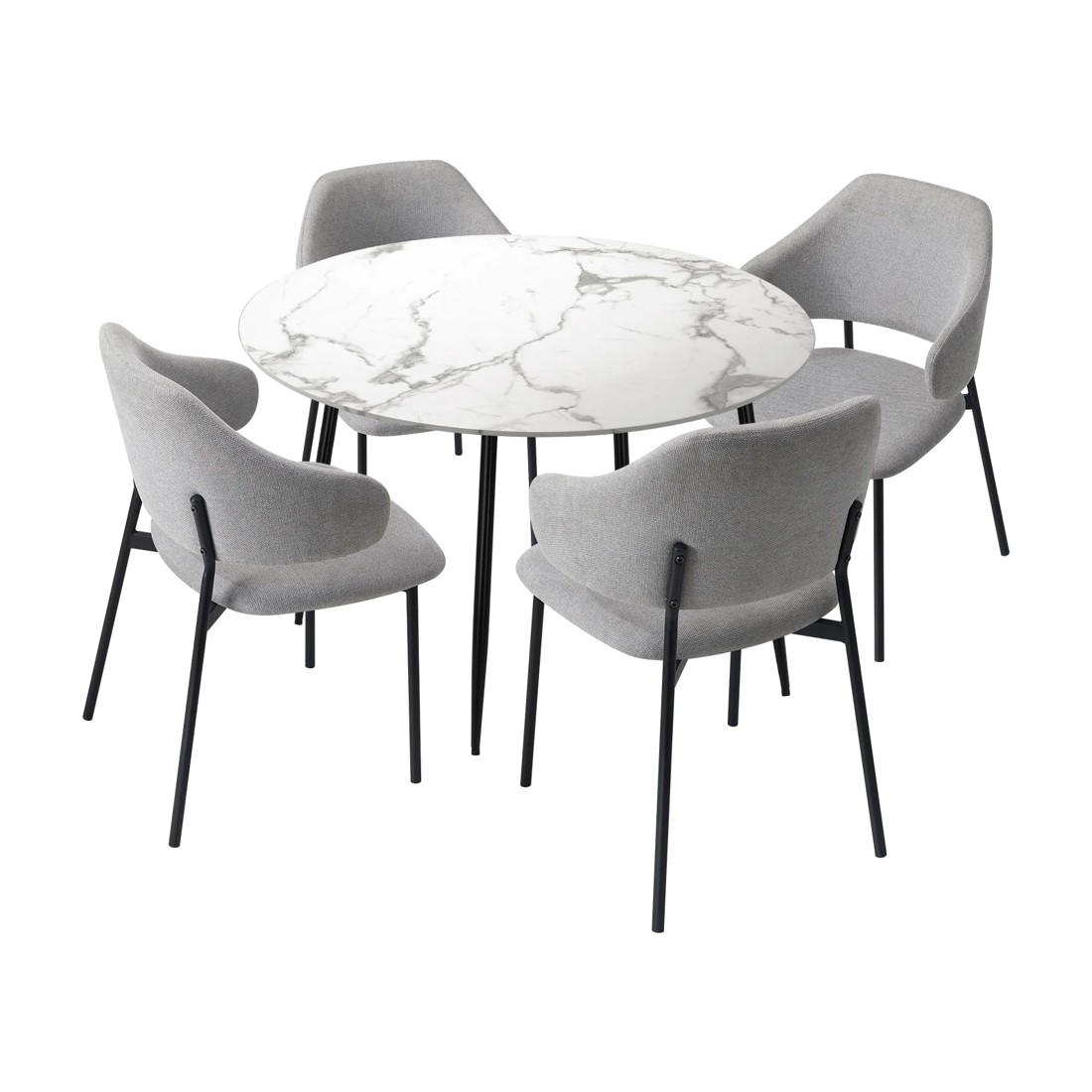 1 Oikiture 110cm Round Dining Table With 4pcs Dining Chairs Accent Fabric
 - Multi, 1 of 10
