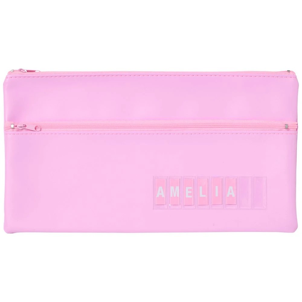 3 Studymate Twin Zip Name Pencil Case Large Light Pink, 3 of 5