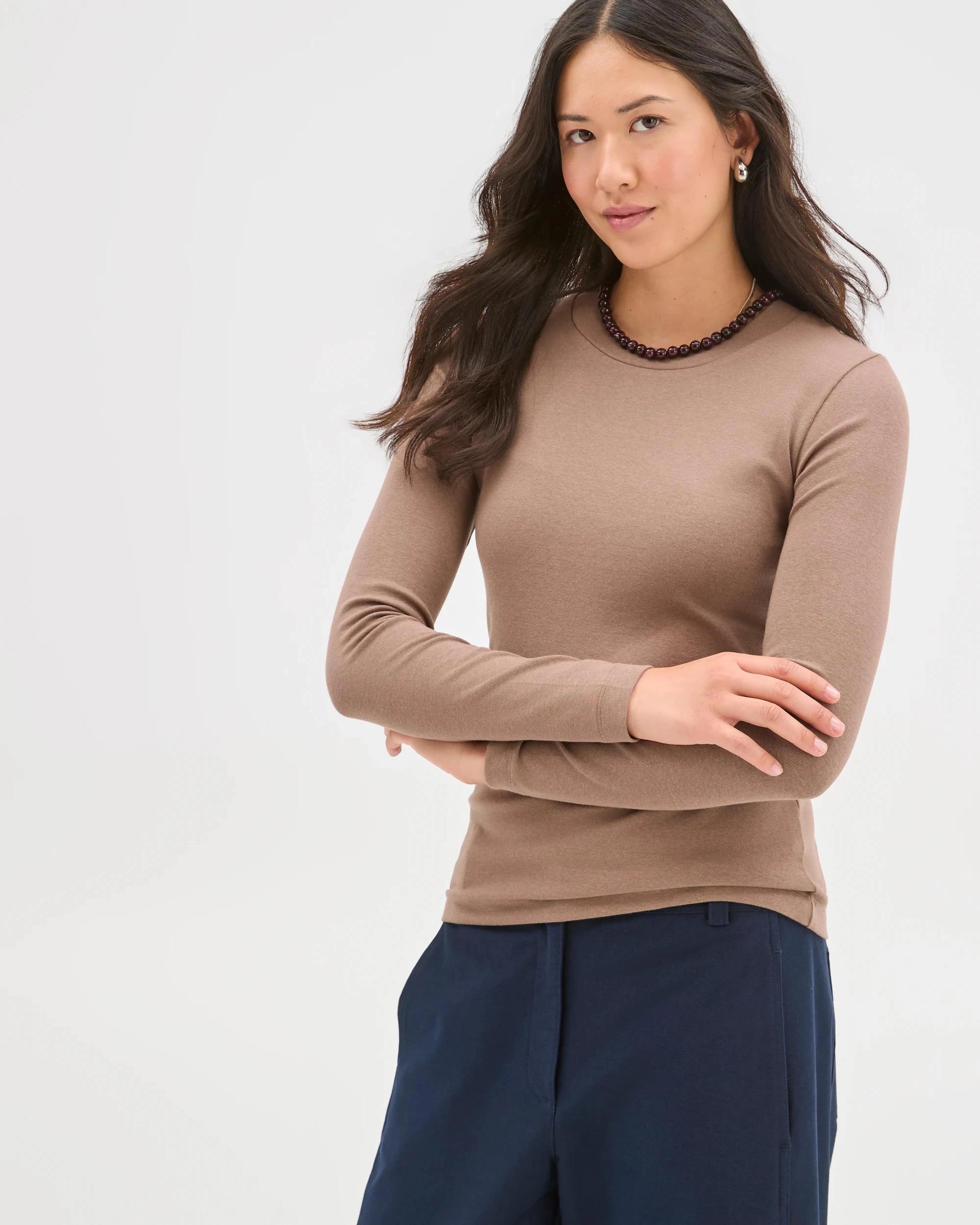 6 Target Woman Soft Touch Long Sleeve T-Shirt FAWN MARLE, 6 of 7