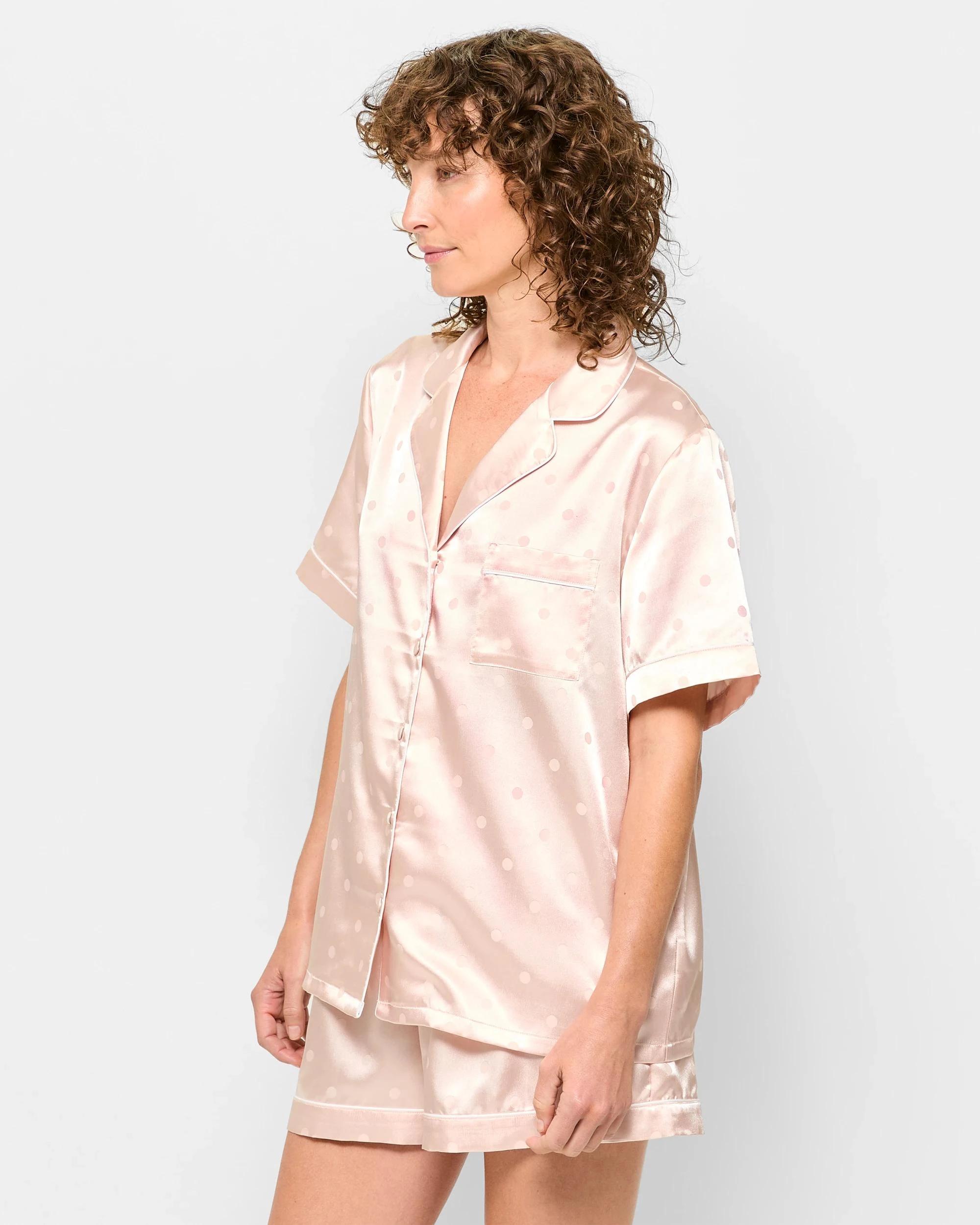 3 Target Short Satin Pyjama Set CHAMPAGNE SPOTS, 3 of 5