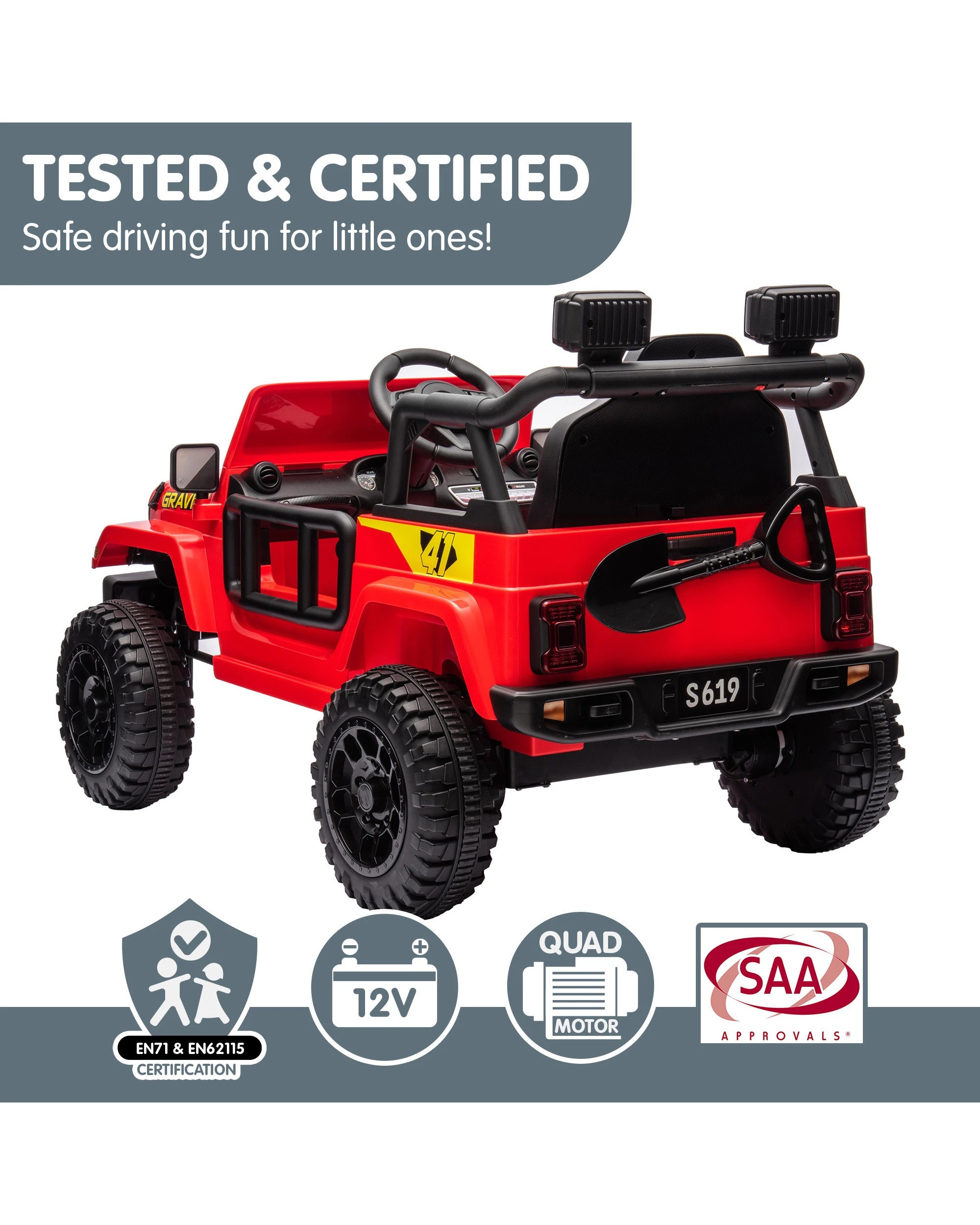 4 Kahuna S619 Gravity Kids Electric Ride On Car - Red, 4 of 10