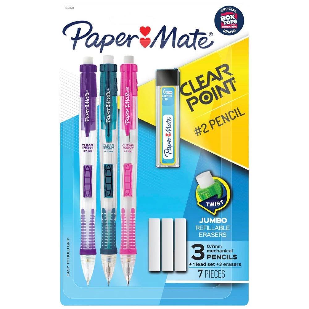 1 Paper Mate Clearpoint Mechanical Pencil 0.7mm Assorted 3 Pack, 1 of 2