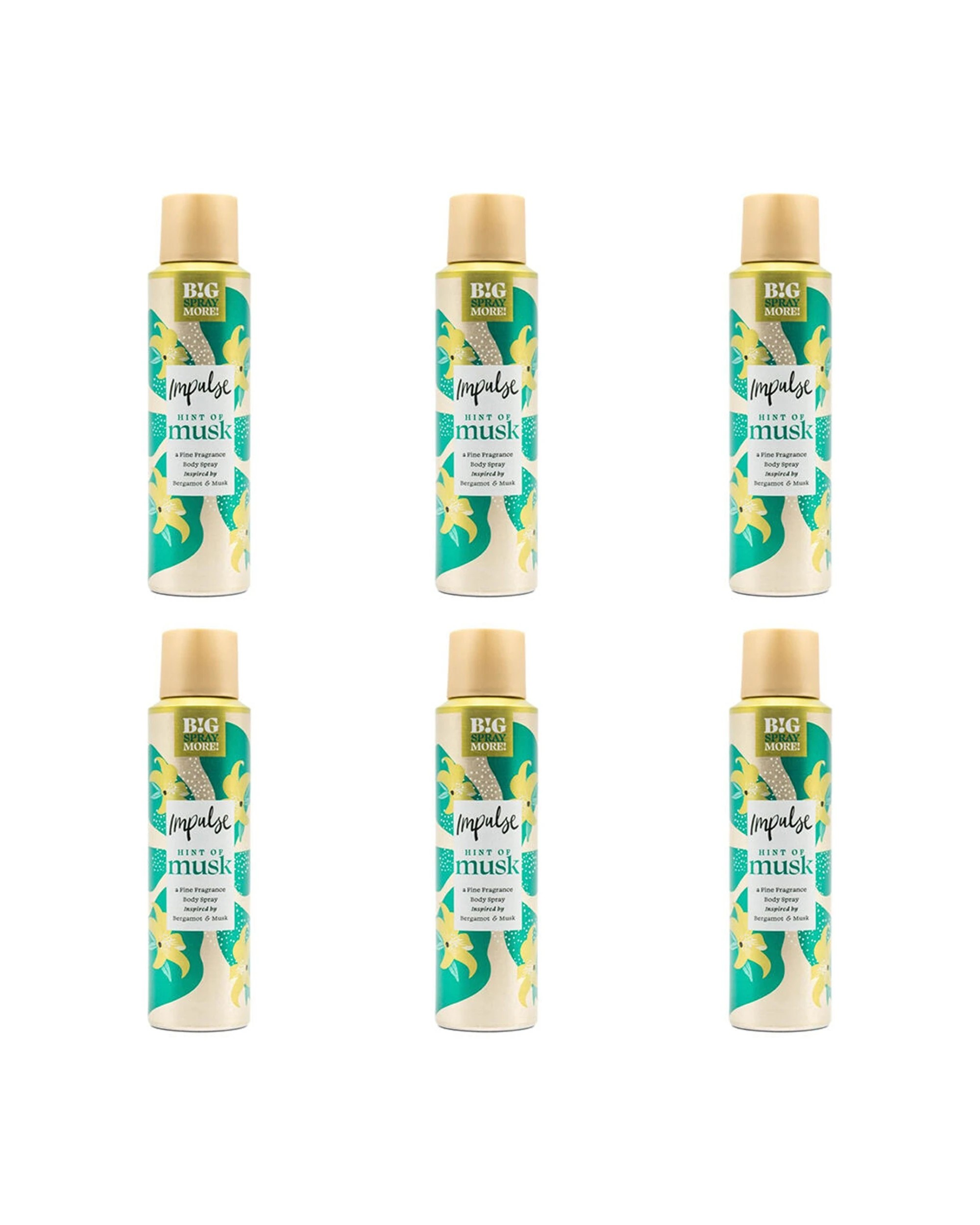 1 Impulse 6PK Body Spray 150ml Hint Of Musk Inspired By Bergamot - Multi, 1 of 4