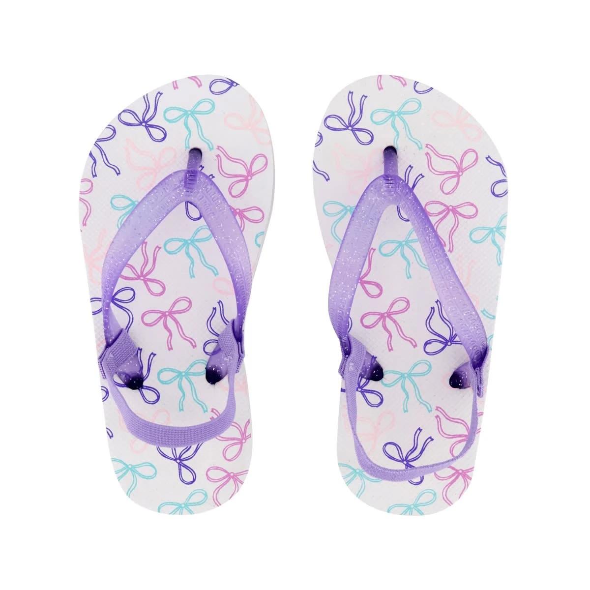 2 Junior Print Thongs WHITE BOWS, 2 of 3