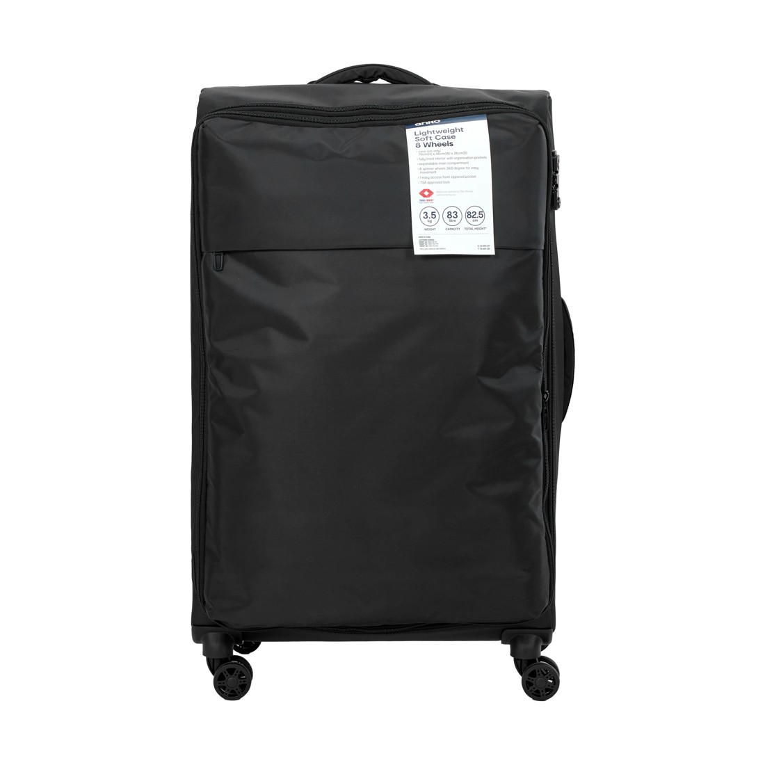 8 70cm 8 Wheels Lightweight Soft Case - Black, 8 of 8