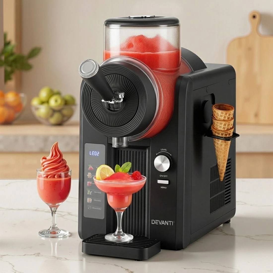 7 Devanti 2L Slushie Machine Ice Maker Frozen Slushy Smoothies Milkshakes - Black, 7 of 7