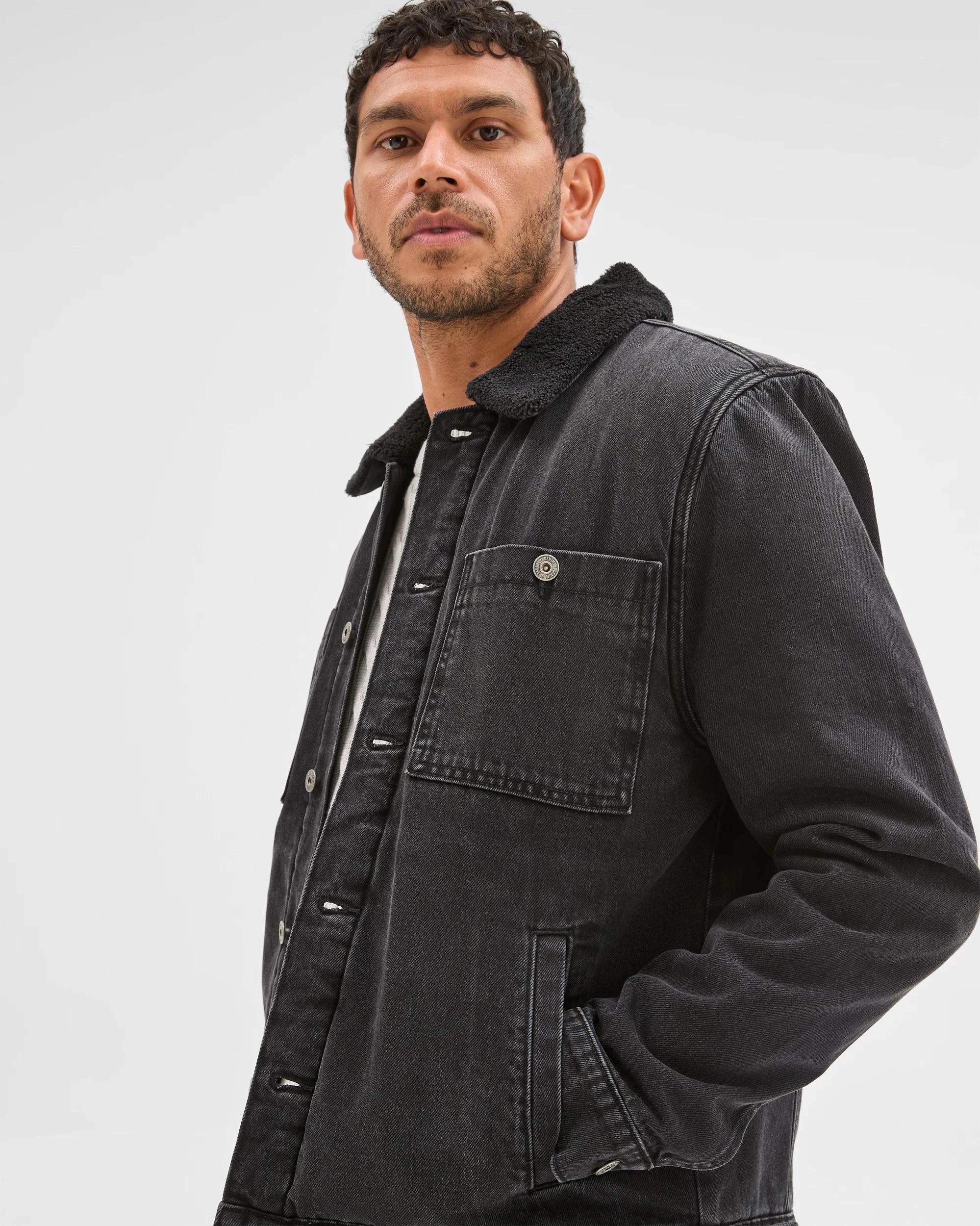 3 Target Denim Denim Sherpa Jacket BLACK, 3 of 6