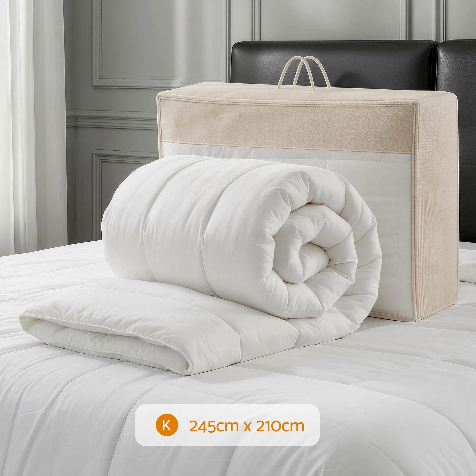 2 Giselle 800GSM Wool Quilt Winter Doona- King Bed - White, 2 of 4