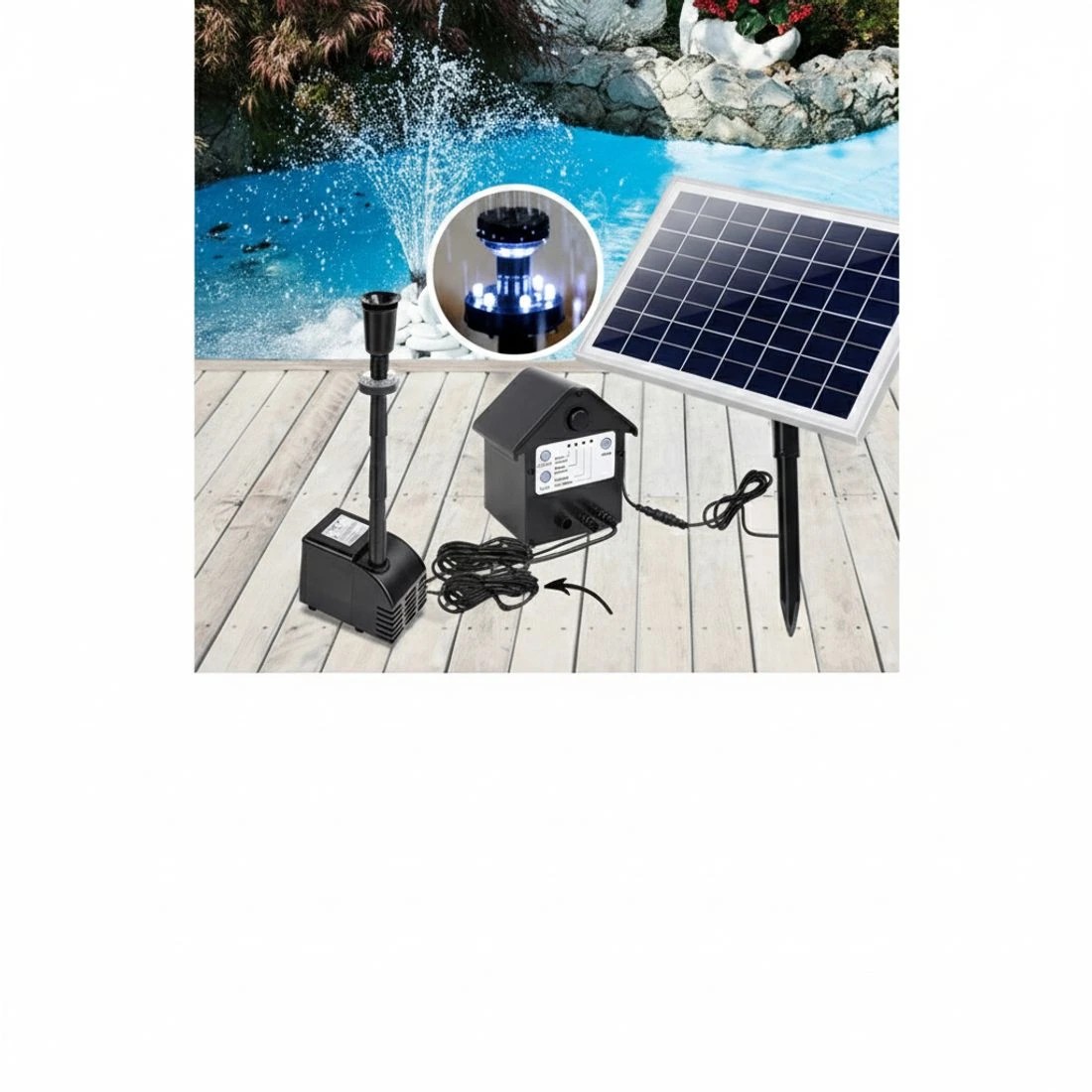 4 Gardeon Solar Pond Pump Submersible Water Fountain with Battery Kit LED Lights 6.6FT - Black, 4 of 6