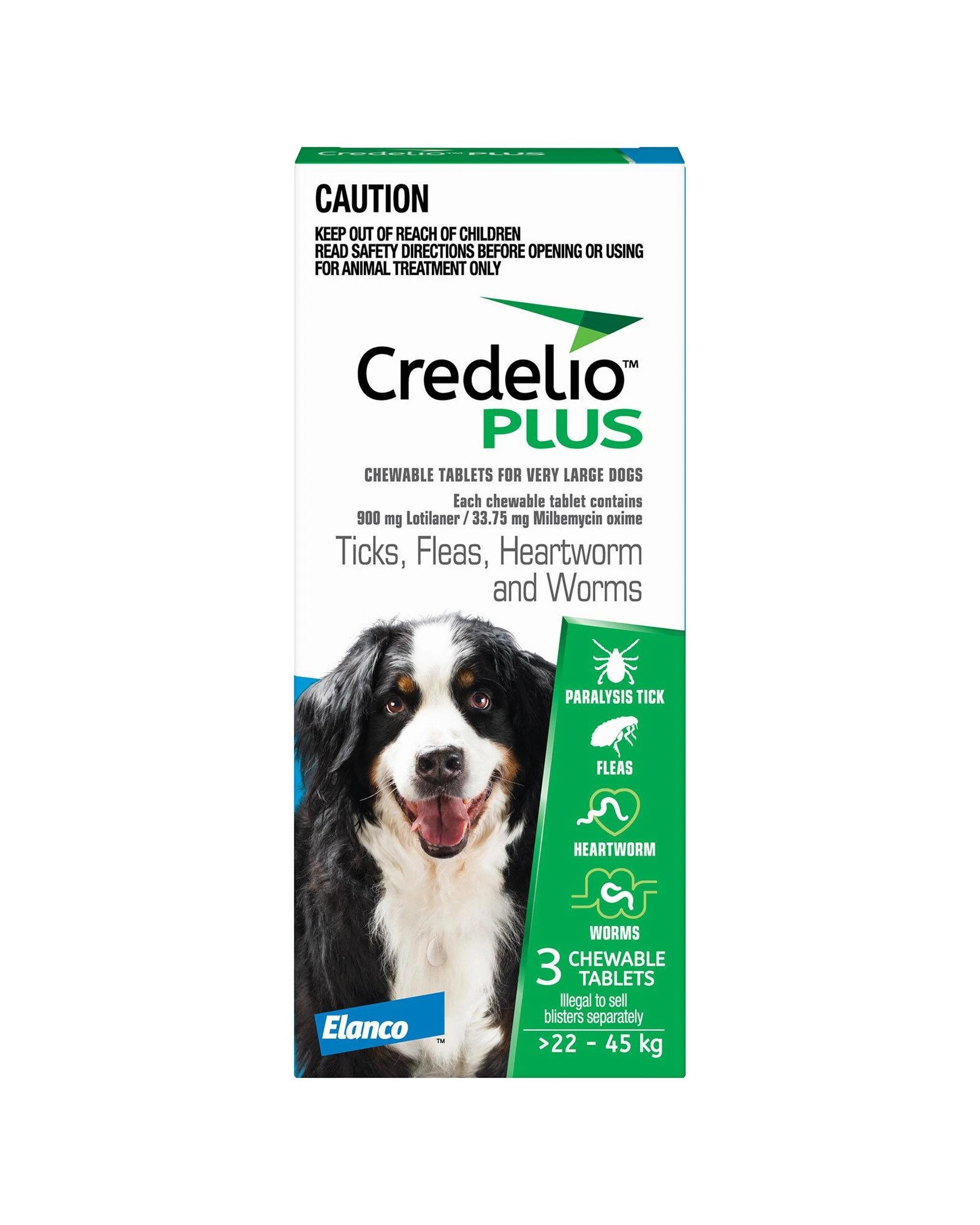 1 Credelio Ticks Fleas & Worms Treatment Chew Tabs for Dogs 22-45kg Blue 3 Pack, 1 of 1