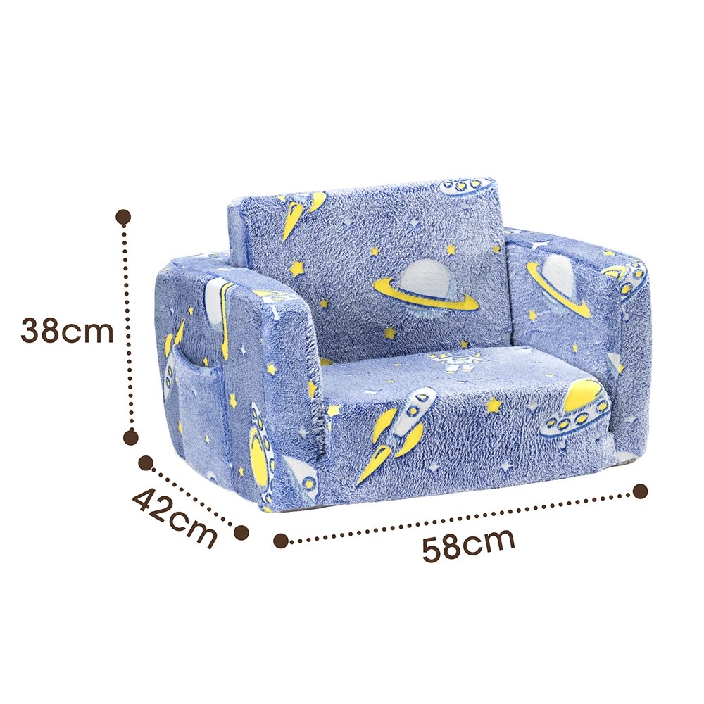 2 Playpals 2-in-1 Kids Sofa Convertible Couch Fold Out Toddler Sofa - Blue, 2 of 3