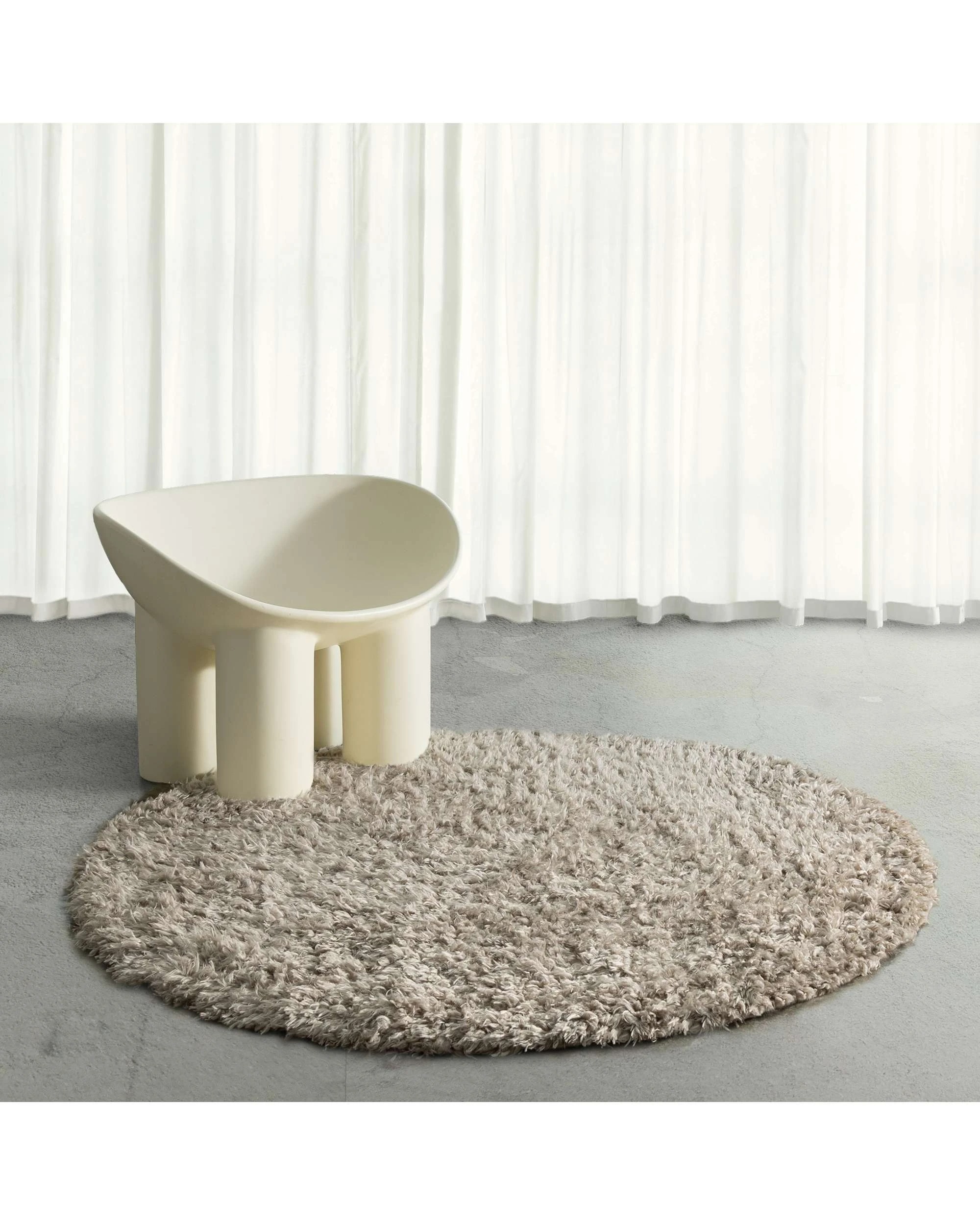 2 Loopsie Nakoni Shag Round Rug-160cm x 160cm - Beige, 2 of 8