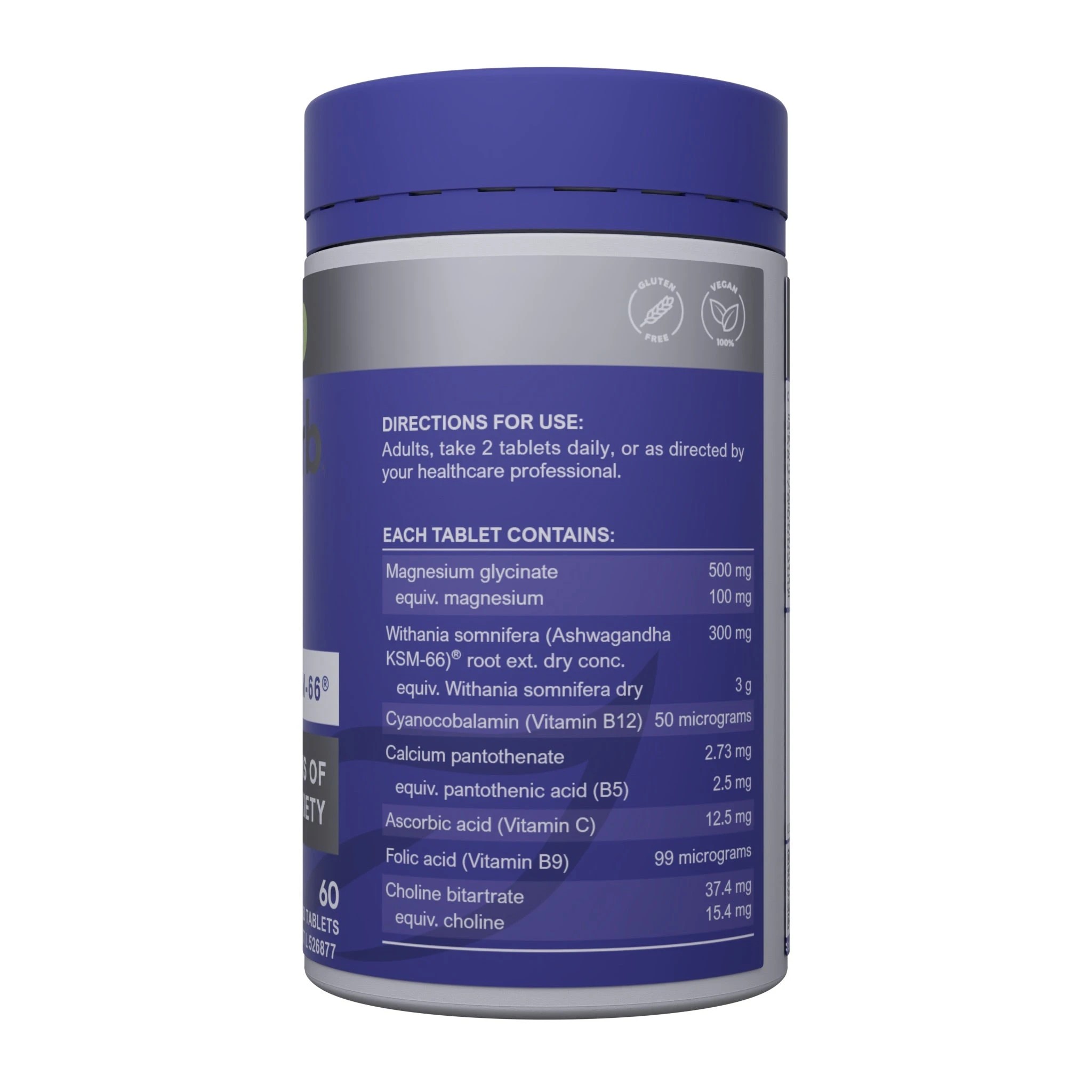 3 Vitaceuticals 60pc MagZorb Calm KSM-66 Ashwaganda Stress & Anxiety Support Tablets, 3 of 3