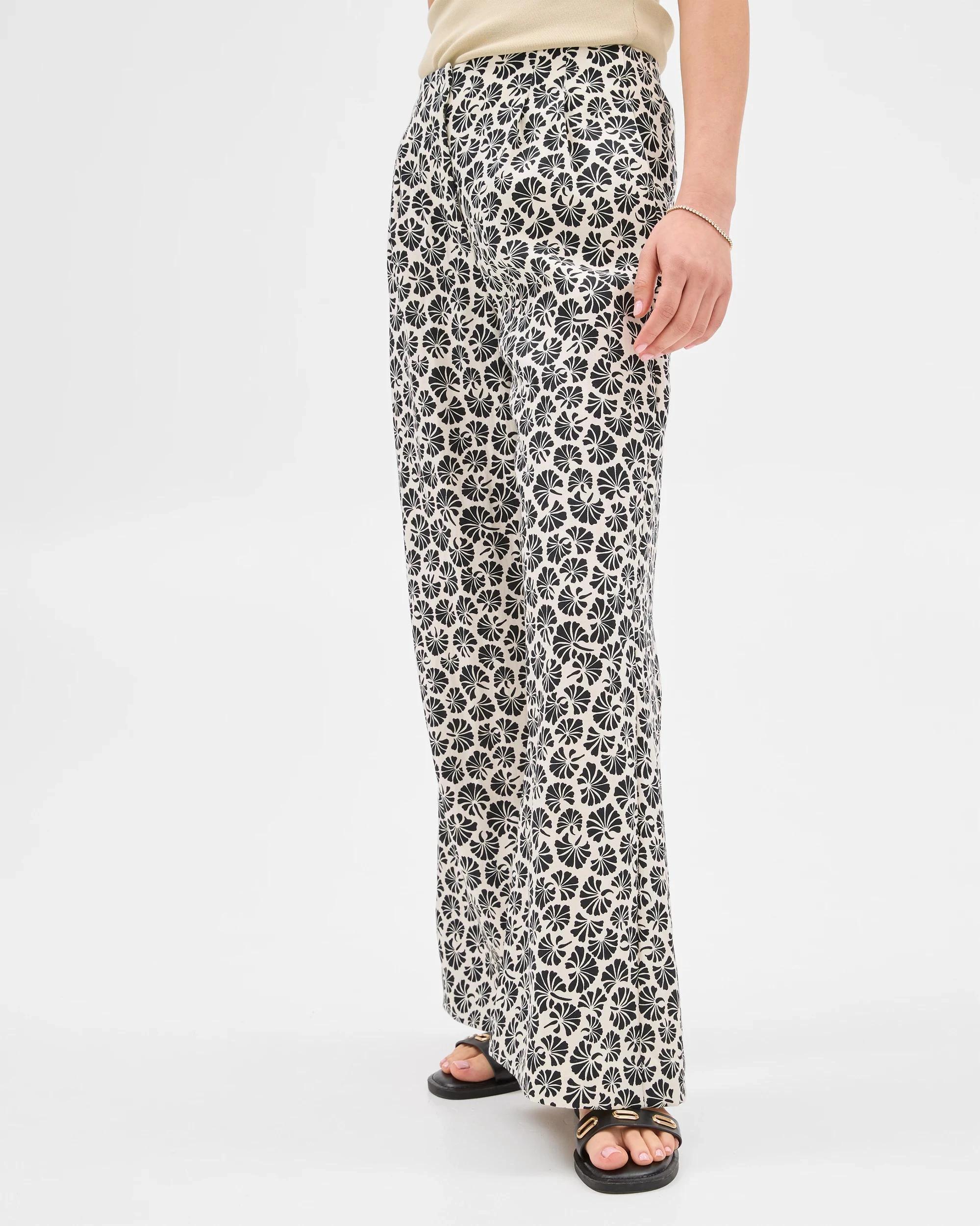 10 Summer Twill Pleat Waist Wide Leg Pants - Preview LINEAR FLORAL, 10 of 10