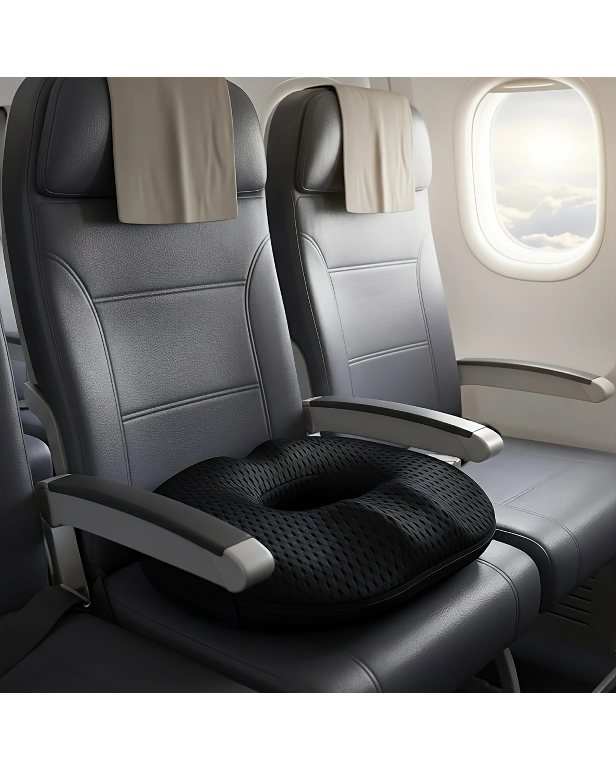 3 Bodyassist Mens Donut Seat Pillow Memory Foam With Large Hot Cold Gel Pack - Black, 3 of 5