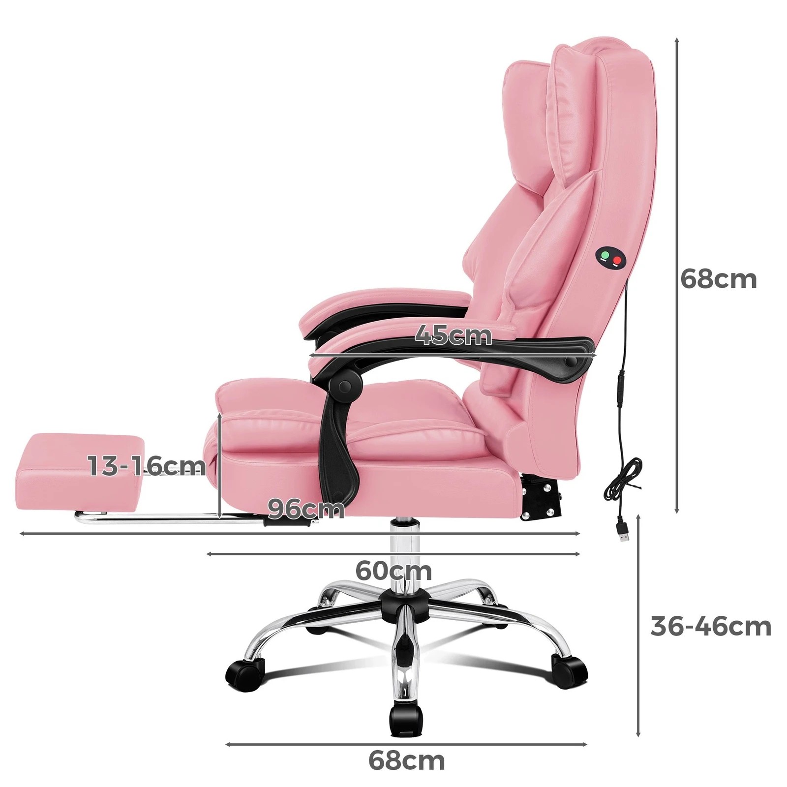 4 Alfordson Massage Office Chair Executive Recliner Gaming Computer Work Seat - Pink, 4 of 10