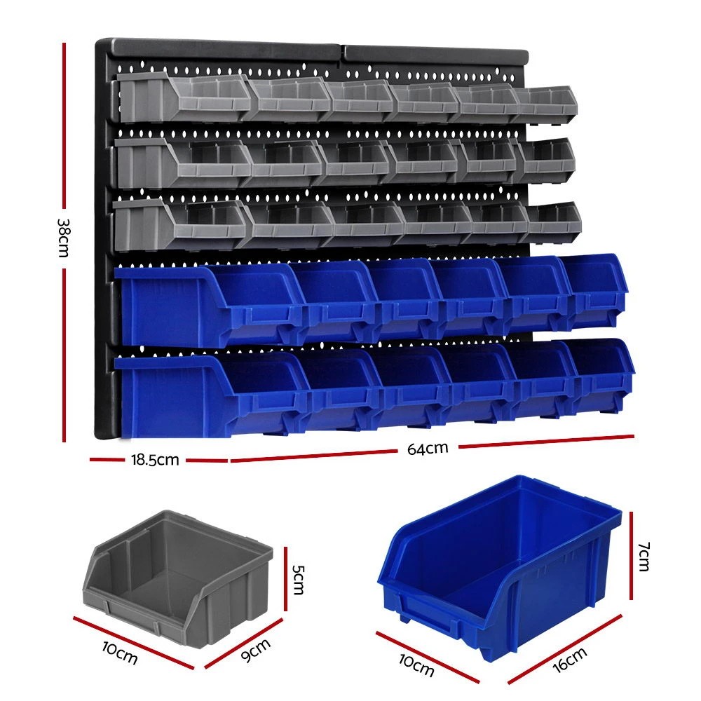 2 Giantz 30 Storage Bin Rack W Mounted - Multi, 2 of 2