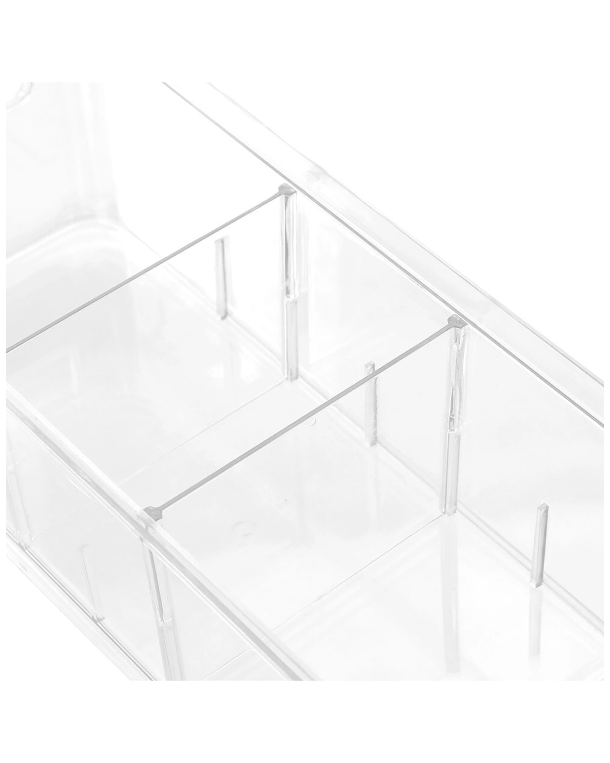 4 BOXSWEDEN Crystal 35x14cm Storage Tray Adjustable Dividers 2 Pack Plastic, 4 of 5