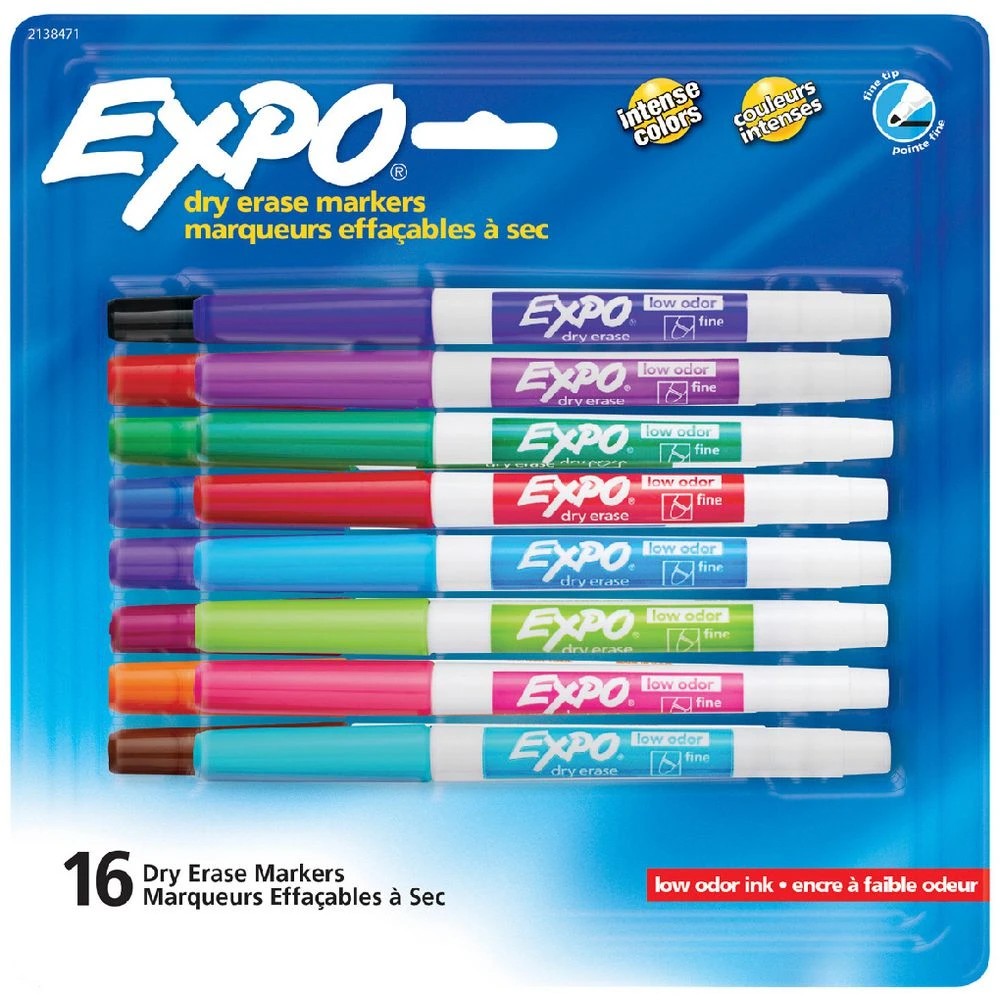 1 Expo Low Odour Dry Erase Fine Whiteboard Markers 16 Pack, 1 of 3