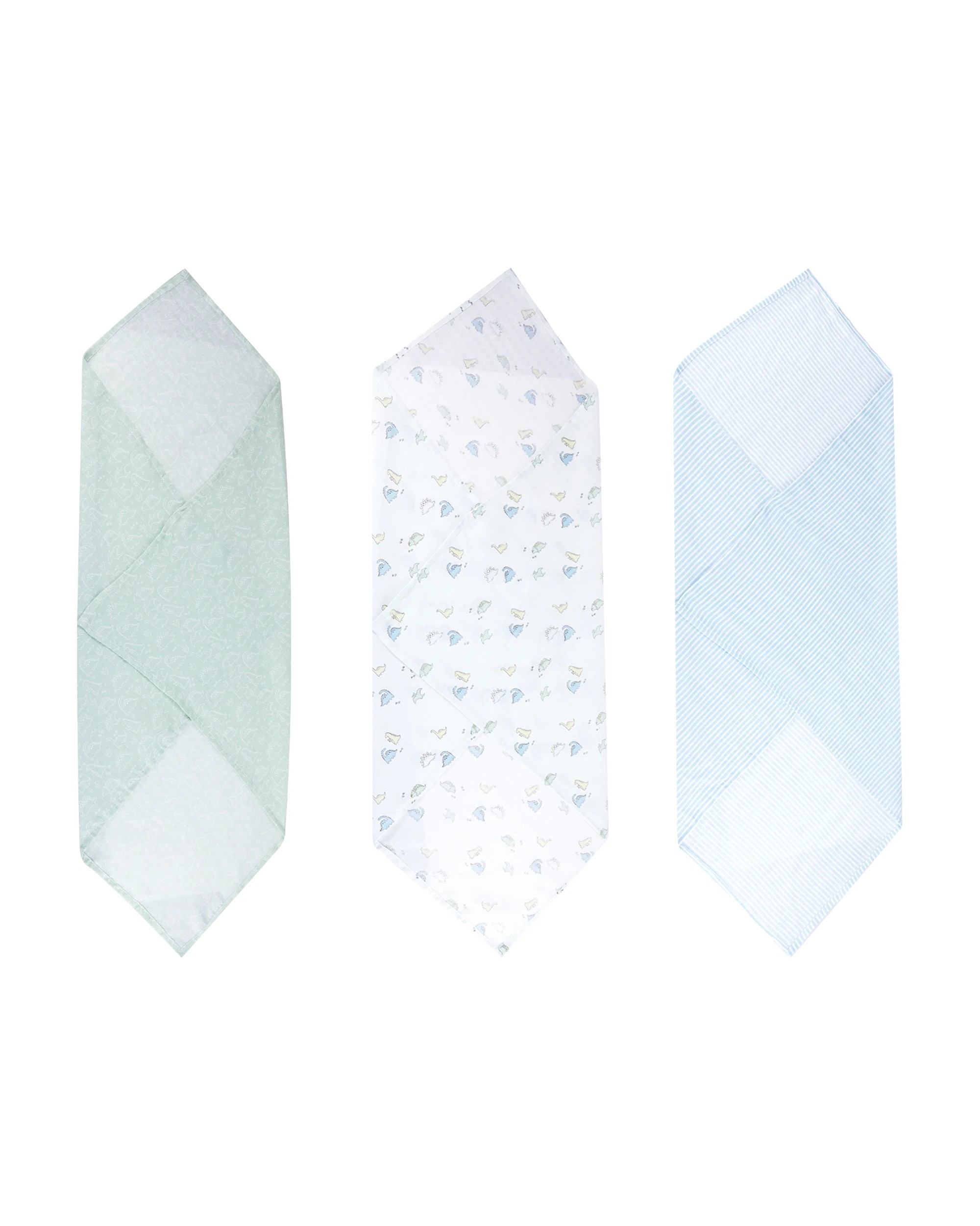 2 3 Pack Organic Cotton Muslin Wraps - Dino, 2 of 7