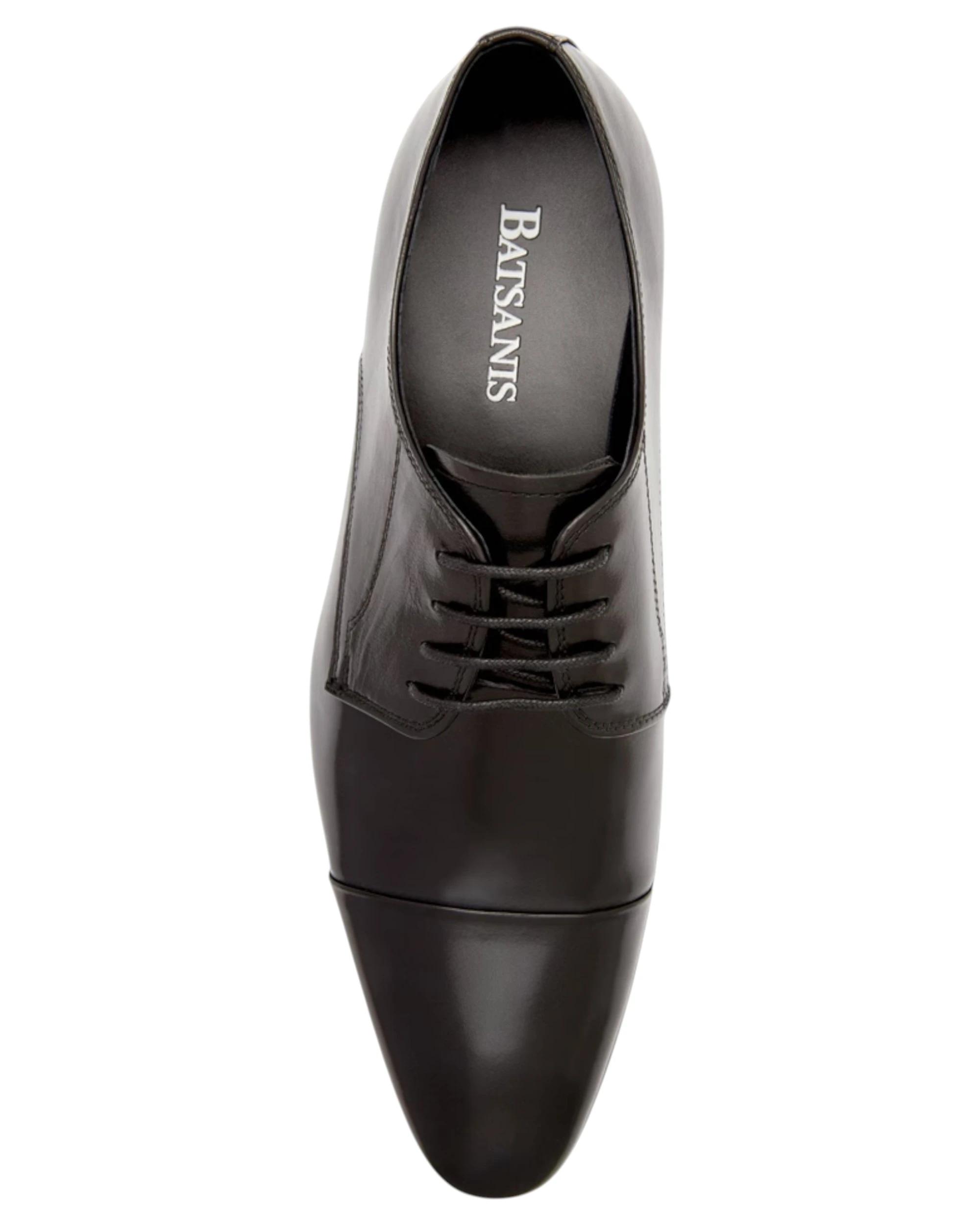 3 Batsanis Mens Steven Leather Lace Up Work Formal Shoes BLACK, 3 of 5