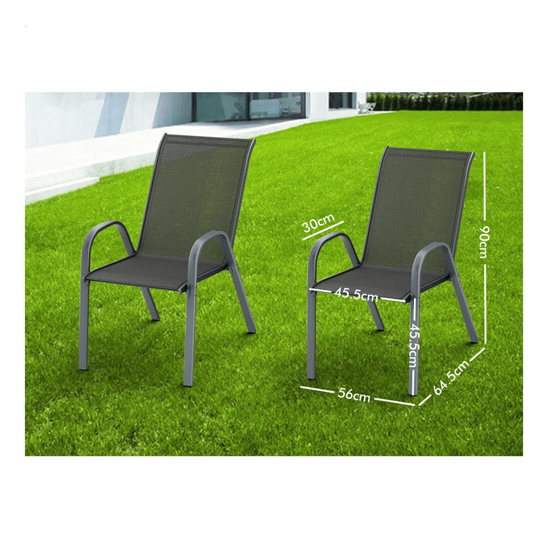 8 Alfordson 6x Outdoor Lounge Chairs Patio Dining Furniture Garden Stackable - Grey, 8 of 10