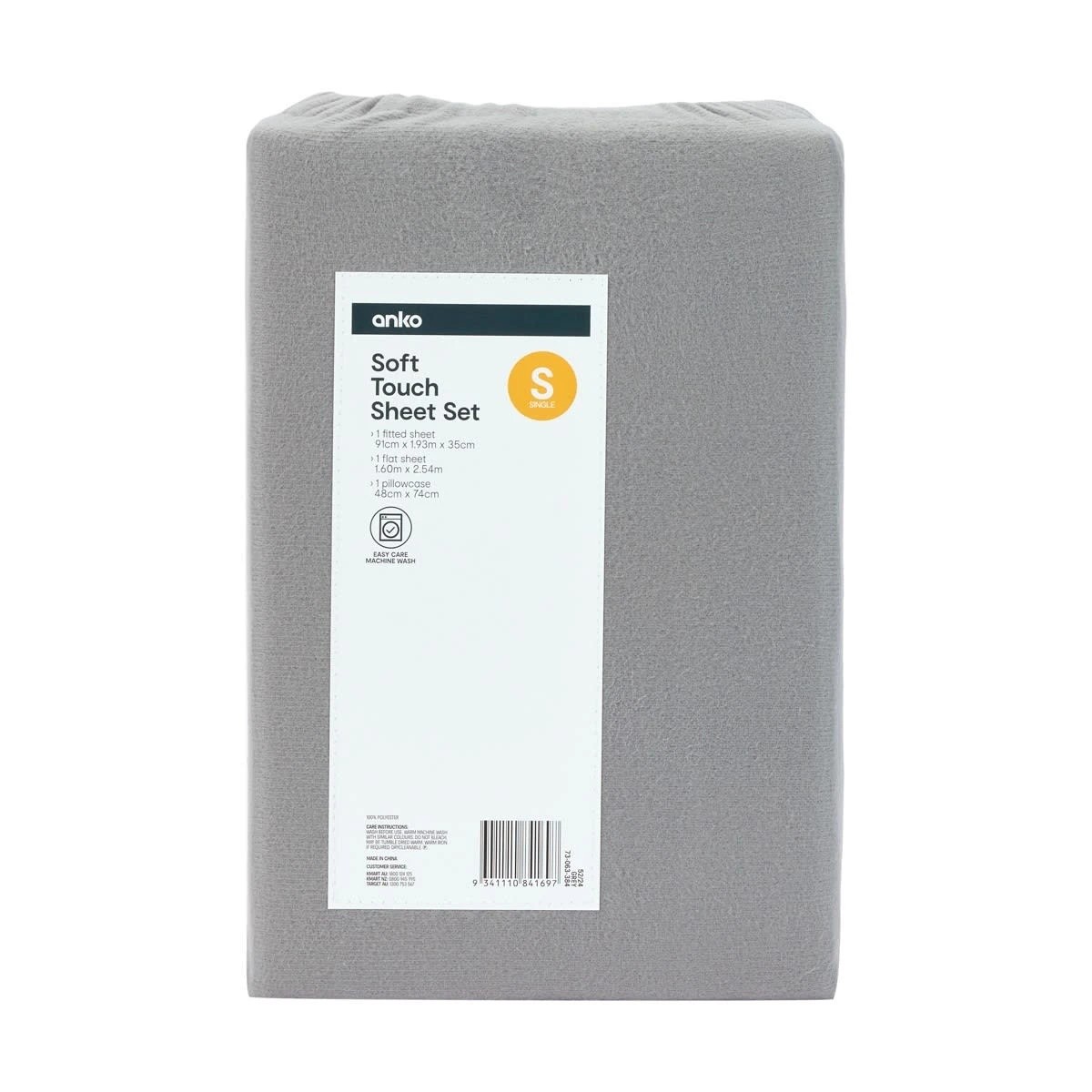 7 Soft Touch Sheet Set - Single Bed, Grey, 7 of 7